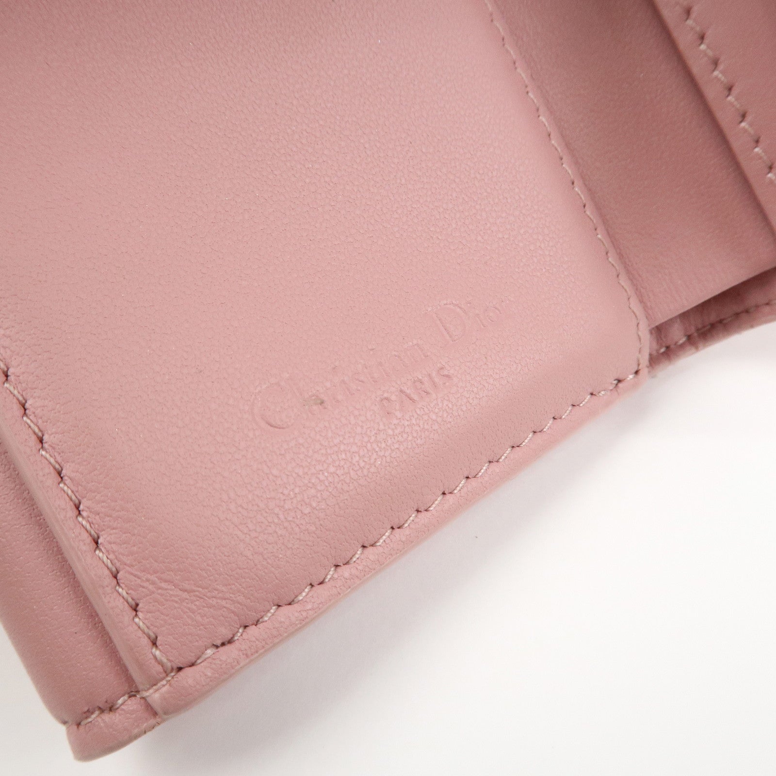 Christian Dior Canage Patent Leather Compact Wallet Pink