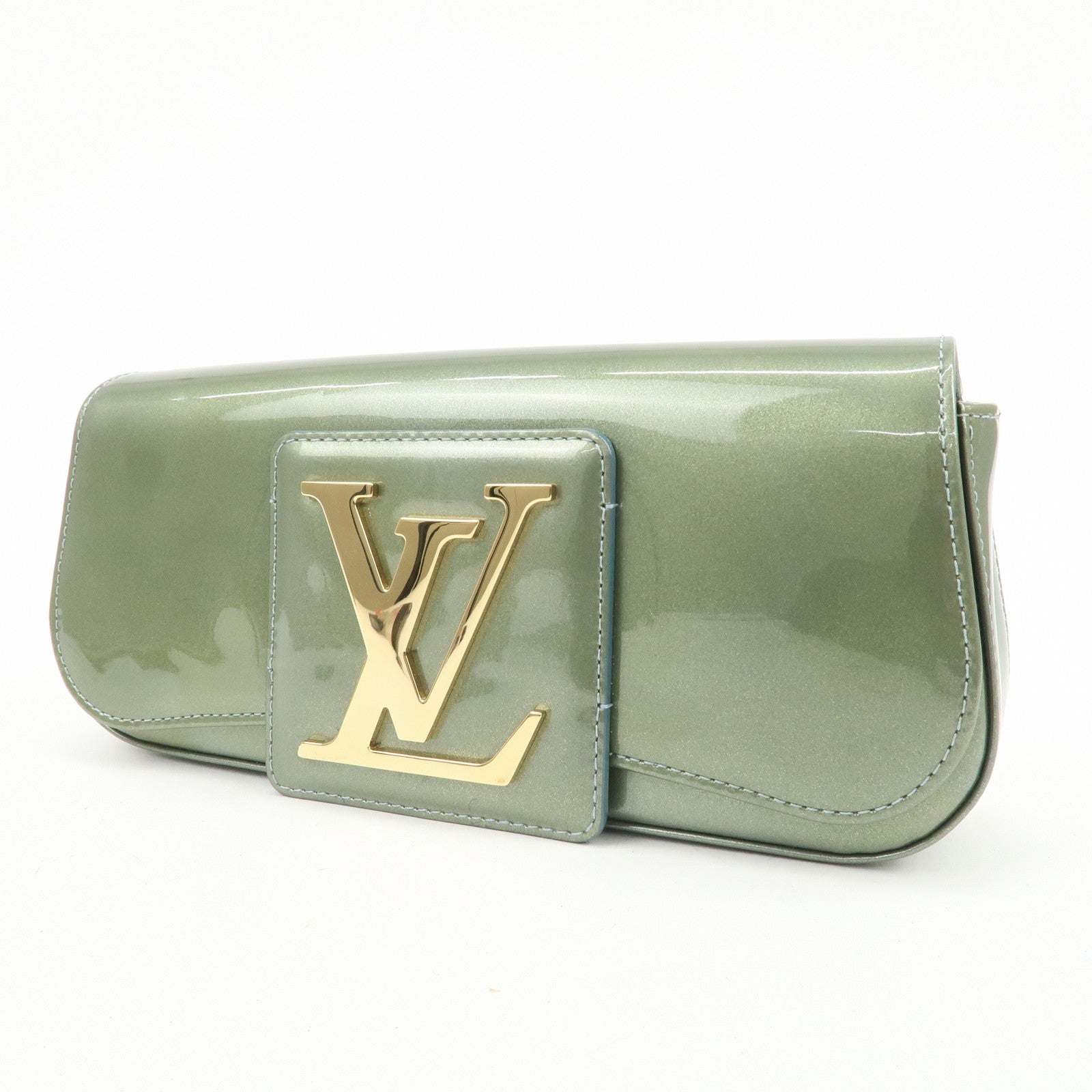 Louis Vuitton Vernis Leather Pochette Sobe Clutch Bag Blue