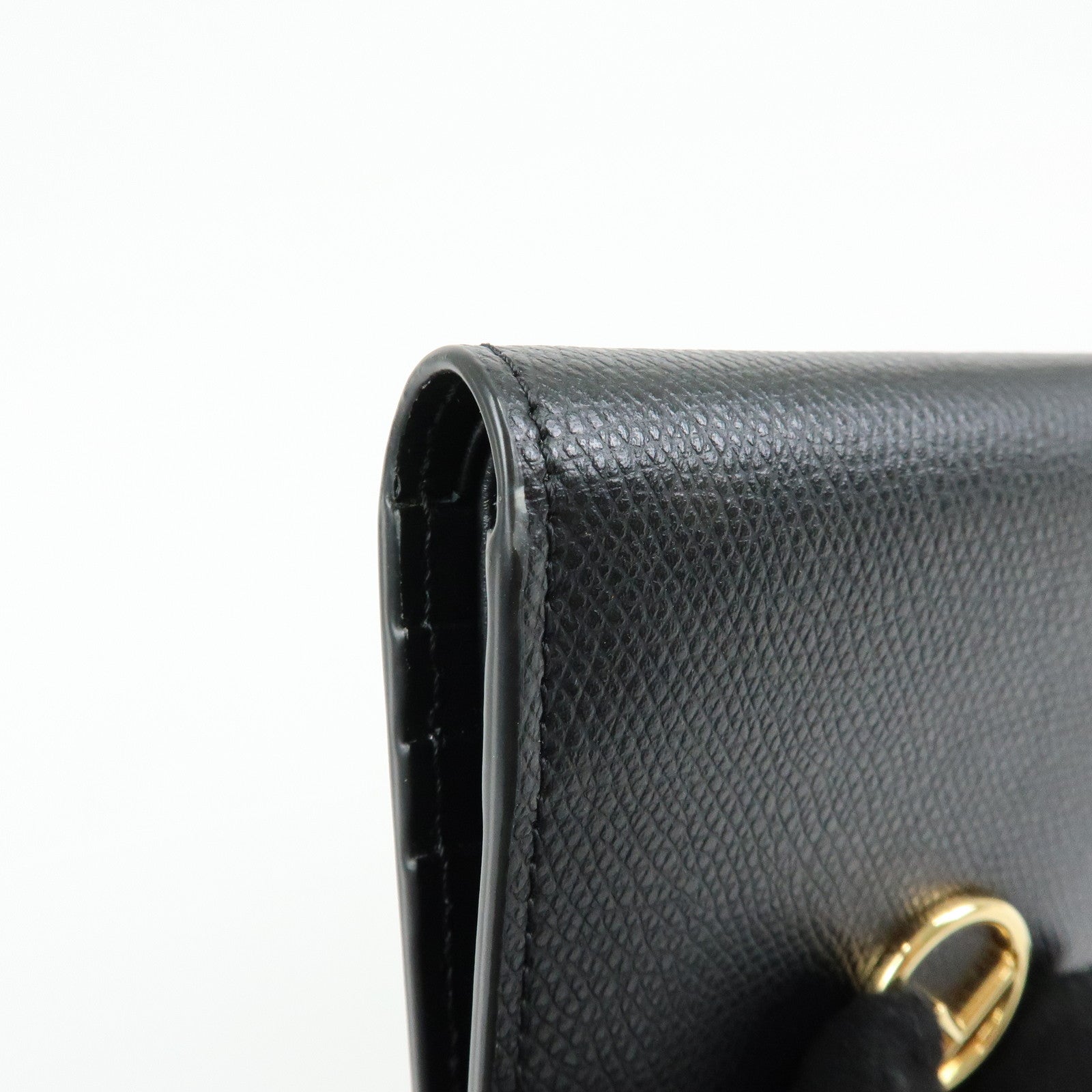 FENDI F IS FENDI Leather Bi-fold Compact Wallet Black 8M0387