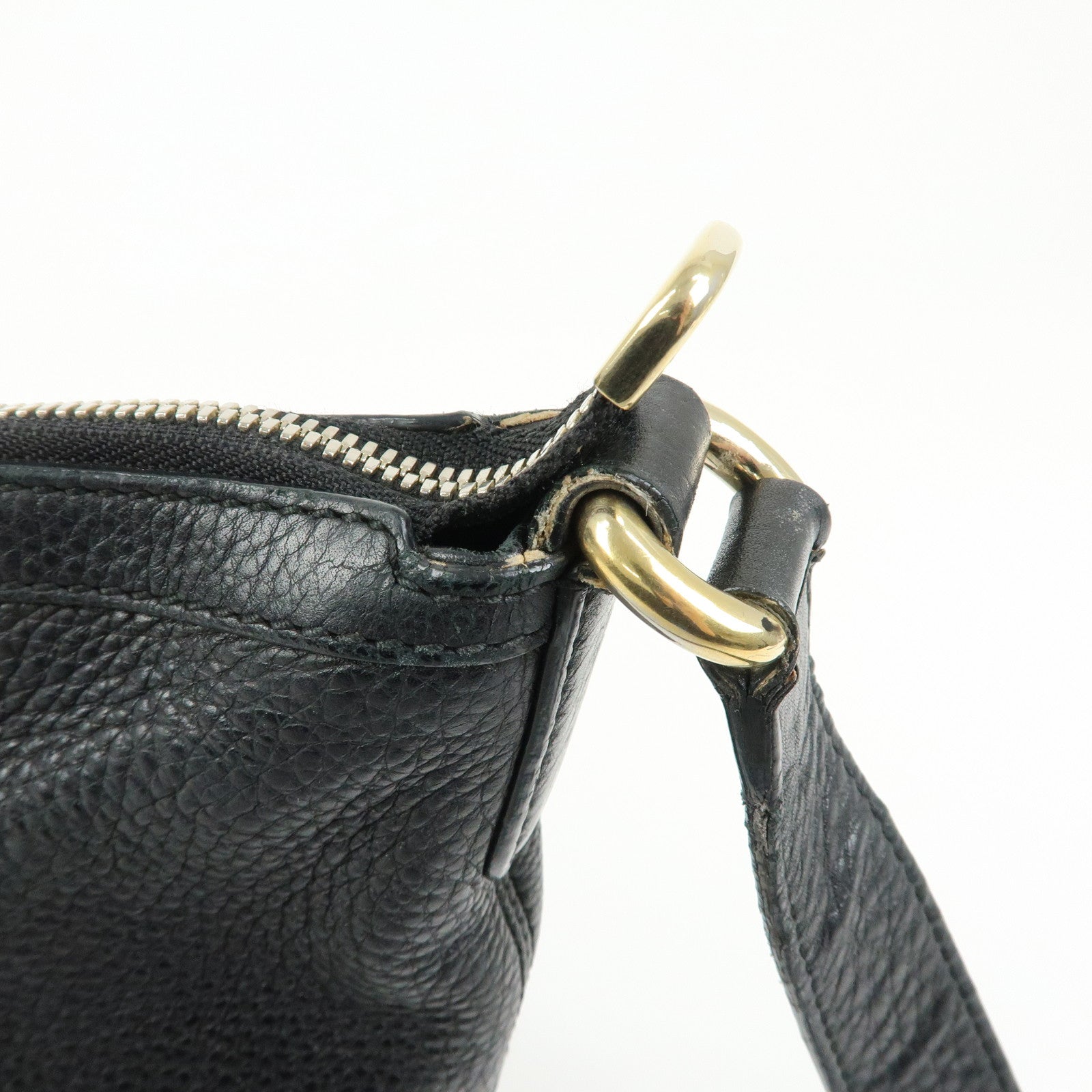 GUCCI SOHO Interlocking G Leather Shoulder Bag Tassel Black 308361