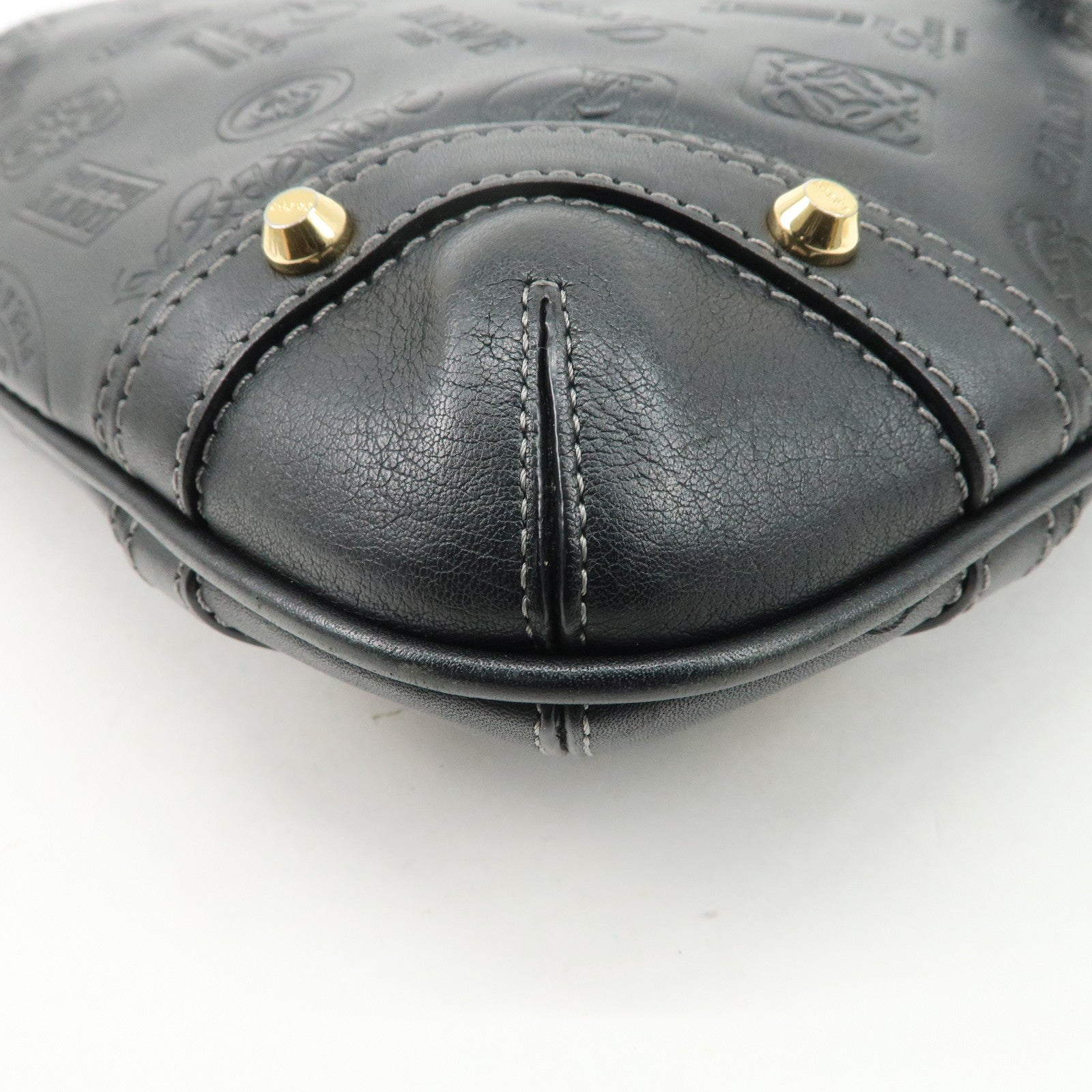 LOEWE 160th Anniversary Leather Shoulder Bag Hand Bag Black Gold