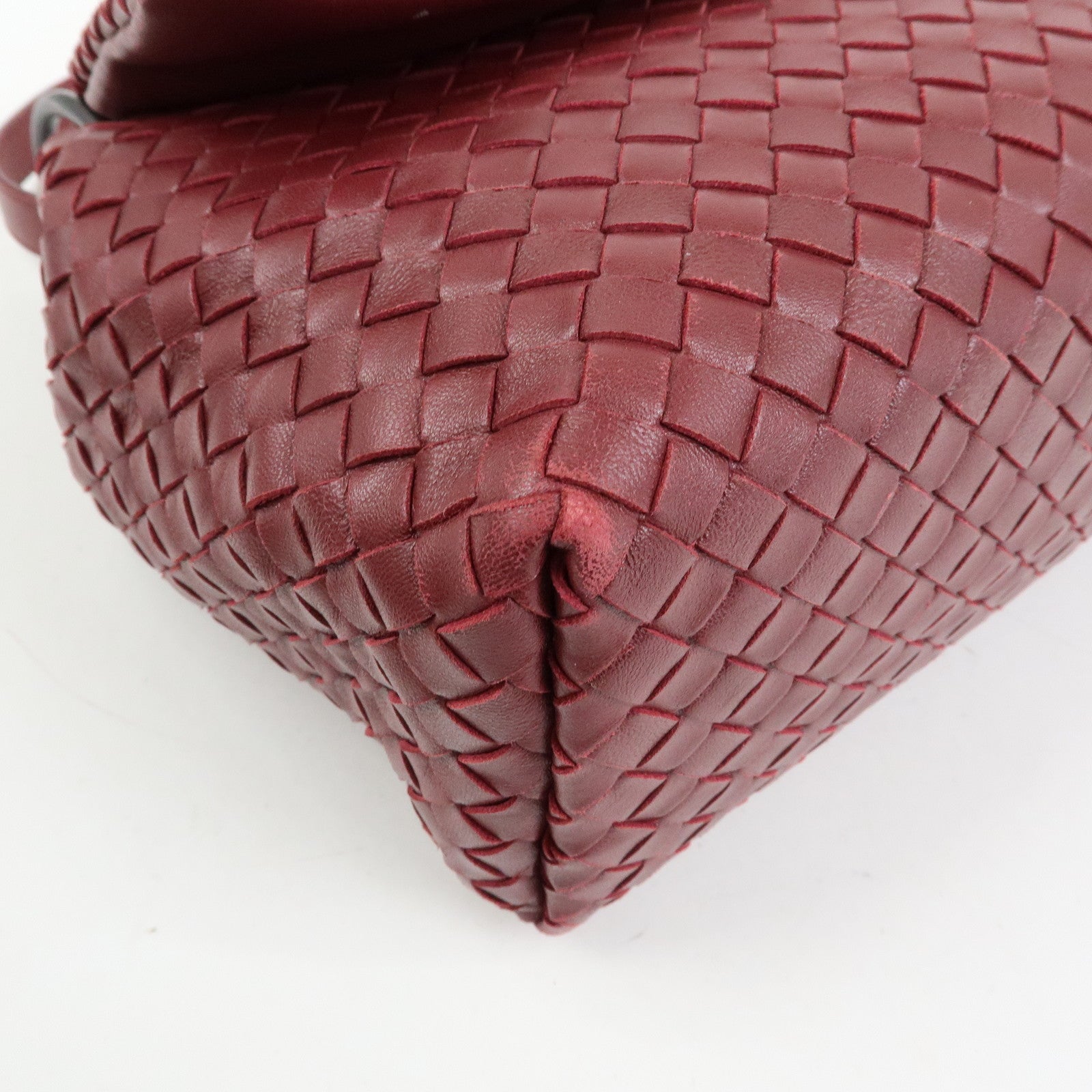 BOTTEGA VENETA Intrecciato Leather Shoulder Bag Bordeaux