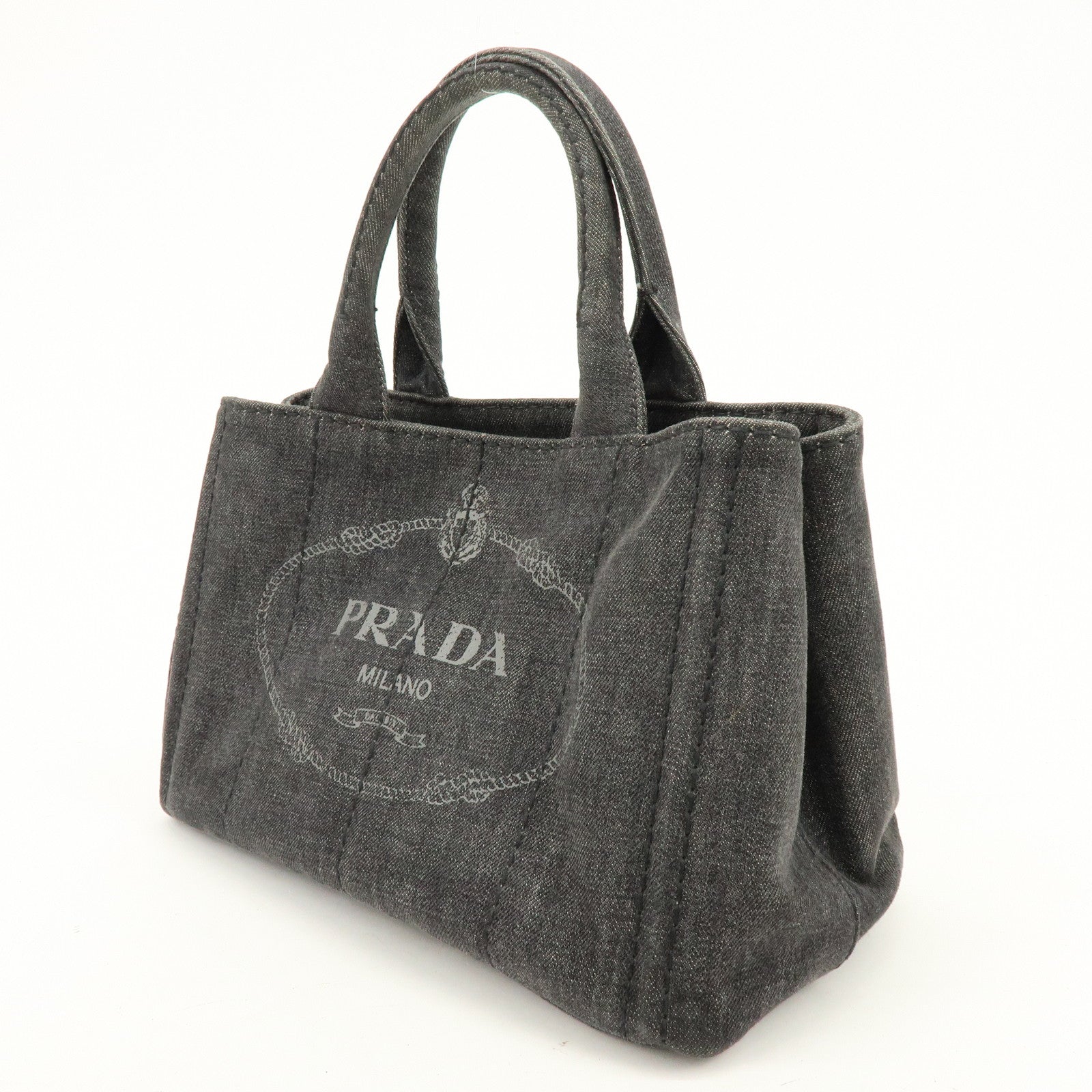 PRADA Canapa Canvas 2Way Bag Hand Bag Shoulder Bag Black