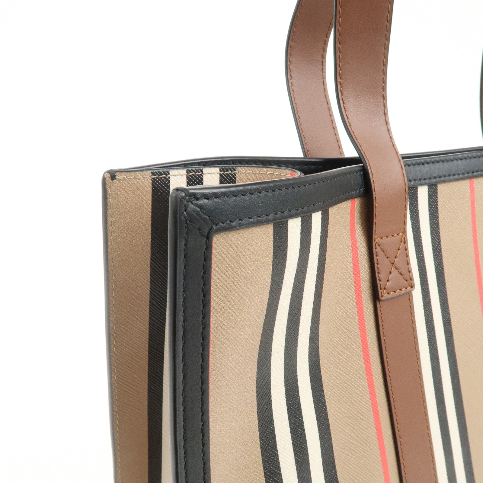 BURBERRY PVC Leather Tote Bag Shoulder Bag Beige Brown