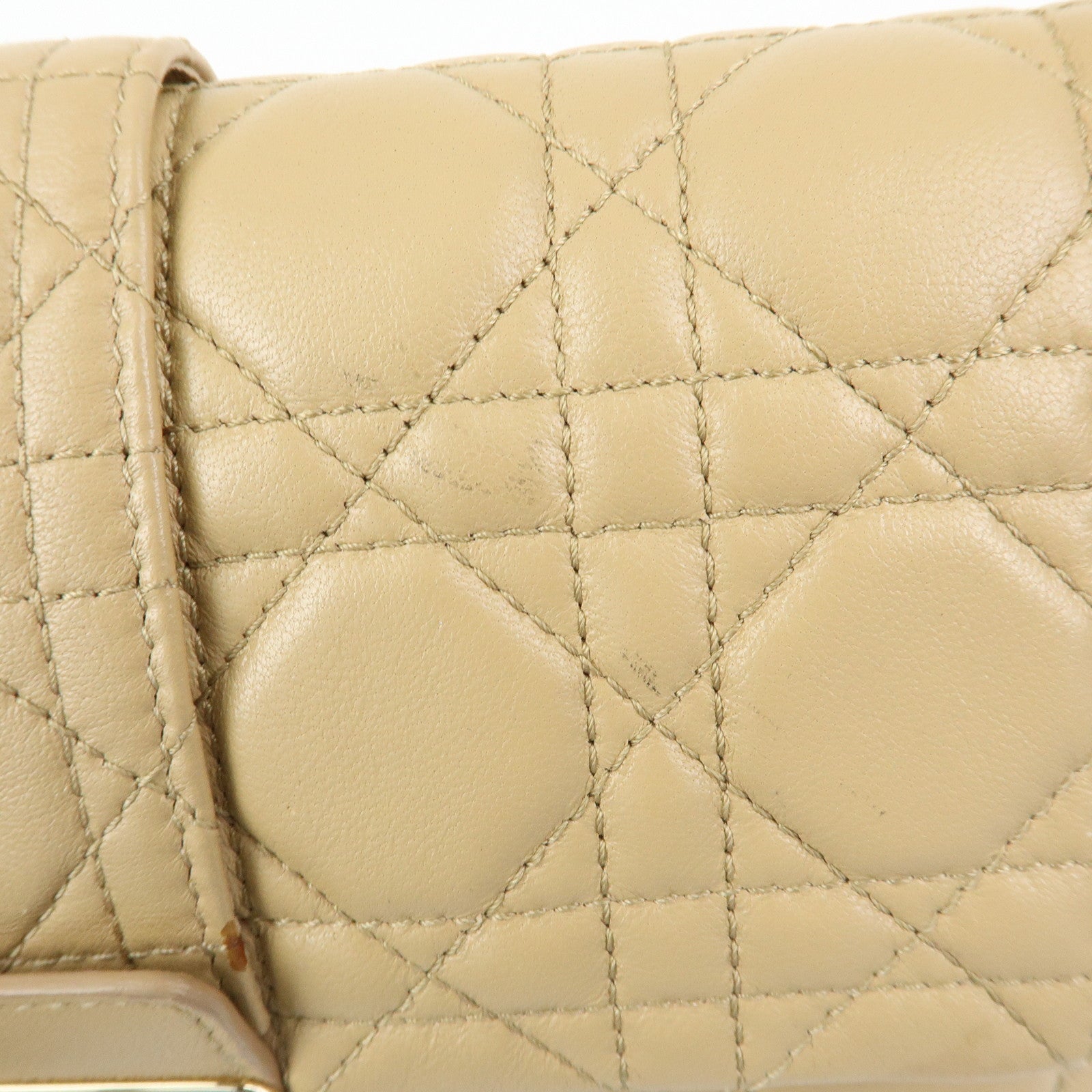Christian Dior Canage New Lock Lamb Skin Chain Shoulder Bag Beige
