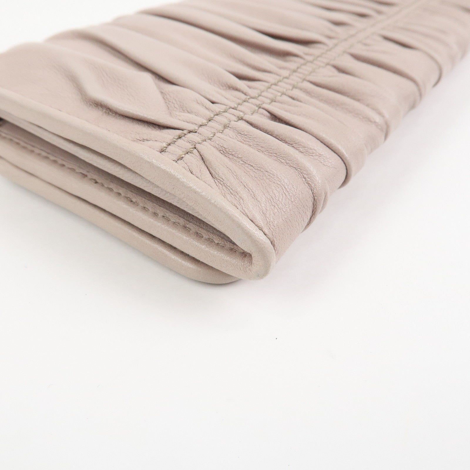 PRADA Nappa Gaufre Leather Bi-fold Long Wallet Light Beige 1M1132