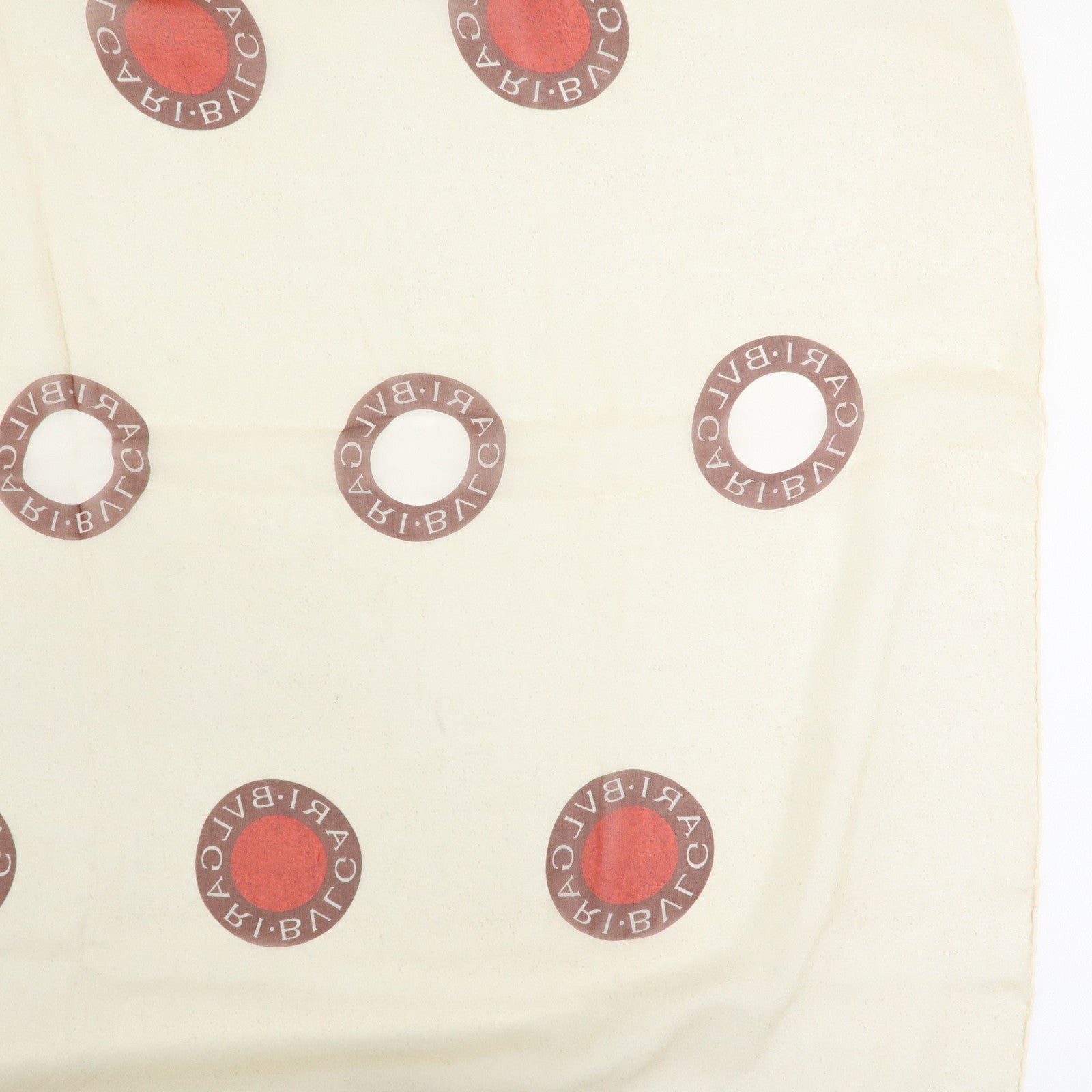 BVLGARI BVLGARI Silk 100% Sheer Scarf Beige Red