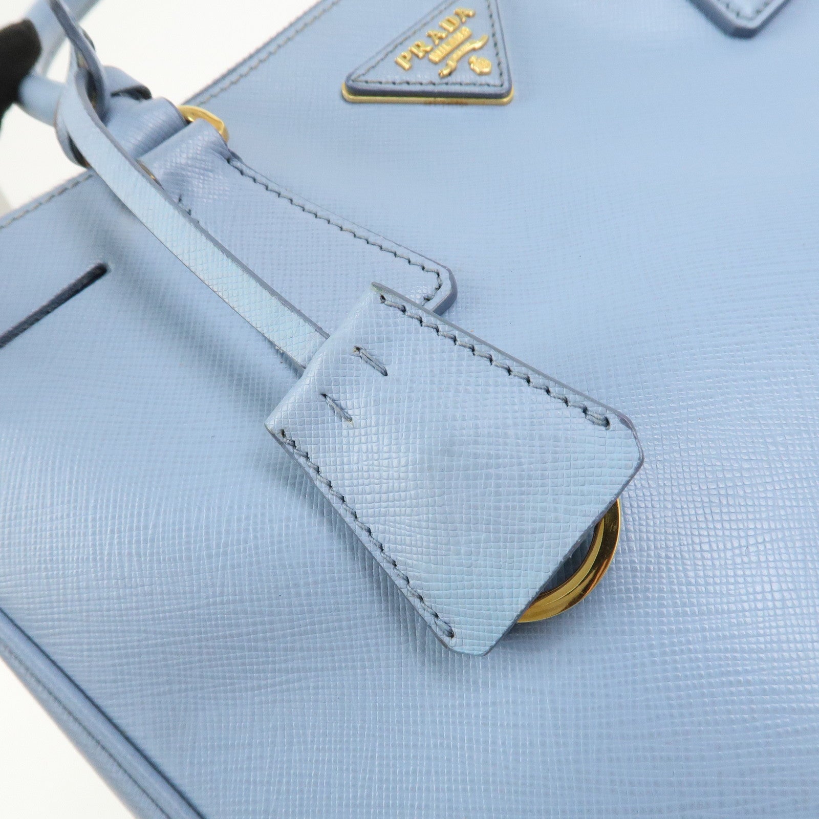 PRADA Triangle Logo Galleria 2Way Bag Shoulder Bag Light Blue BN2863