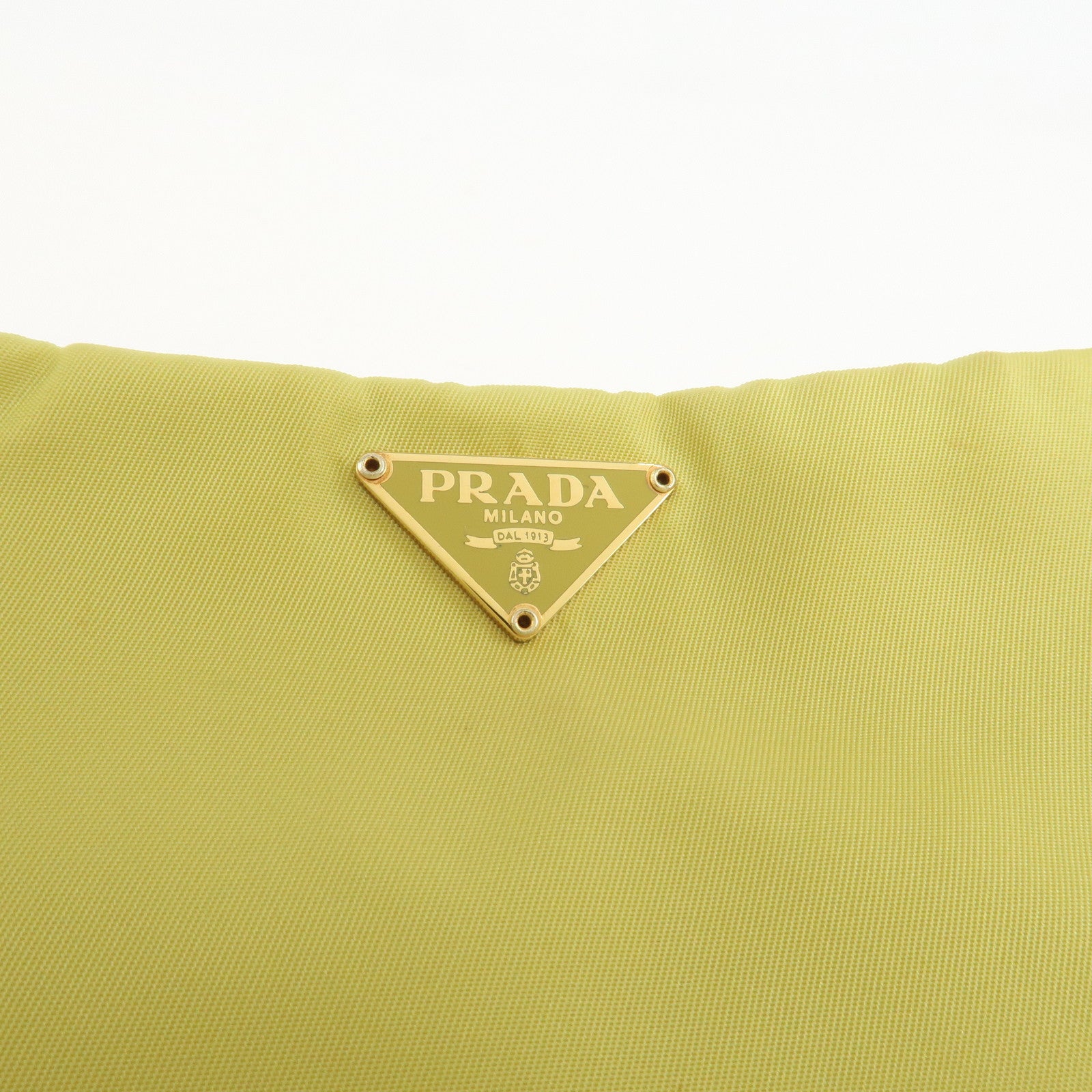 PRADA Triangle Logo Nylon Leather Shoulder Bag Yellow BR0107