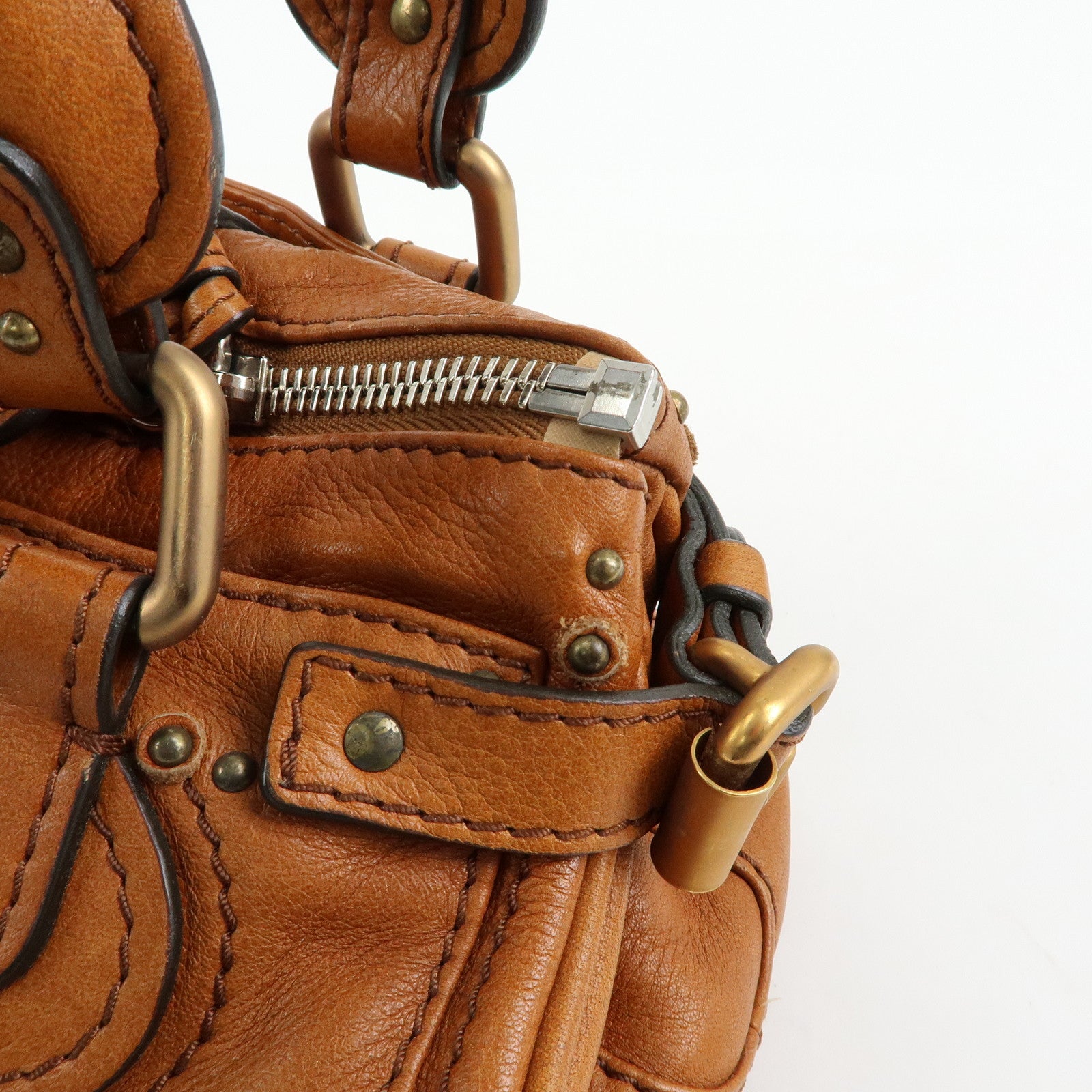 Chloe Paddington Leather Mini Hand Bag Boston Bag Brown
