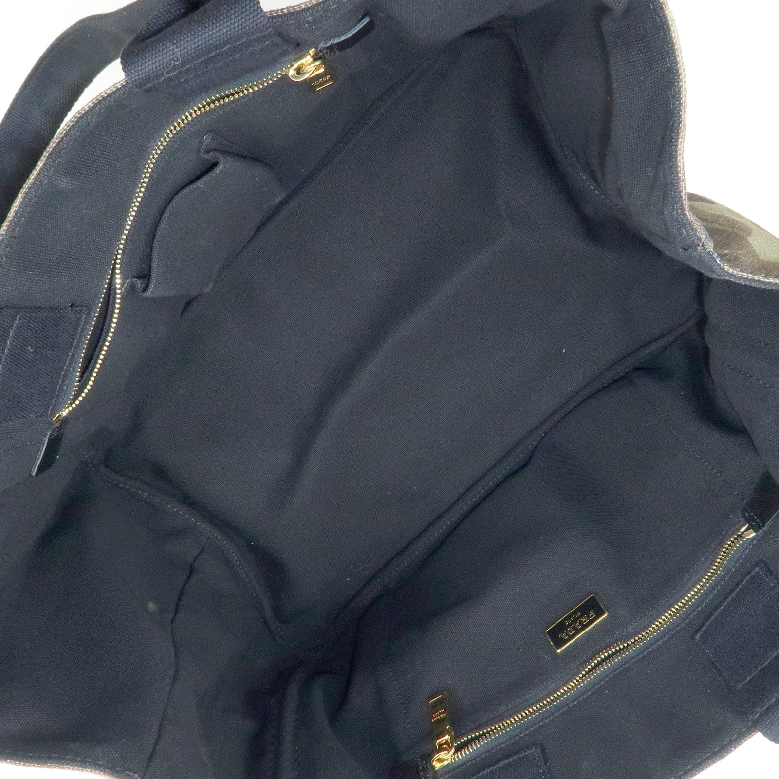 PRADA Canapa Triangle Logo Canvas Tote Bag Camouflage BN2020