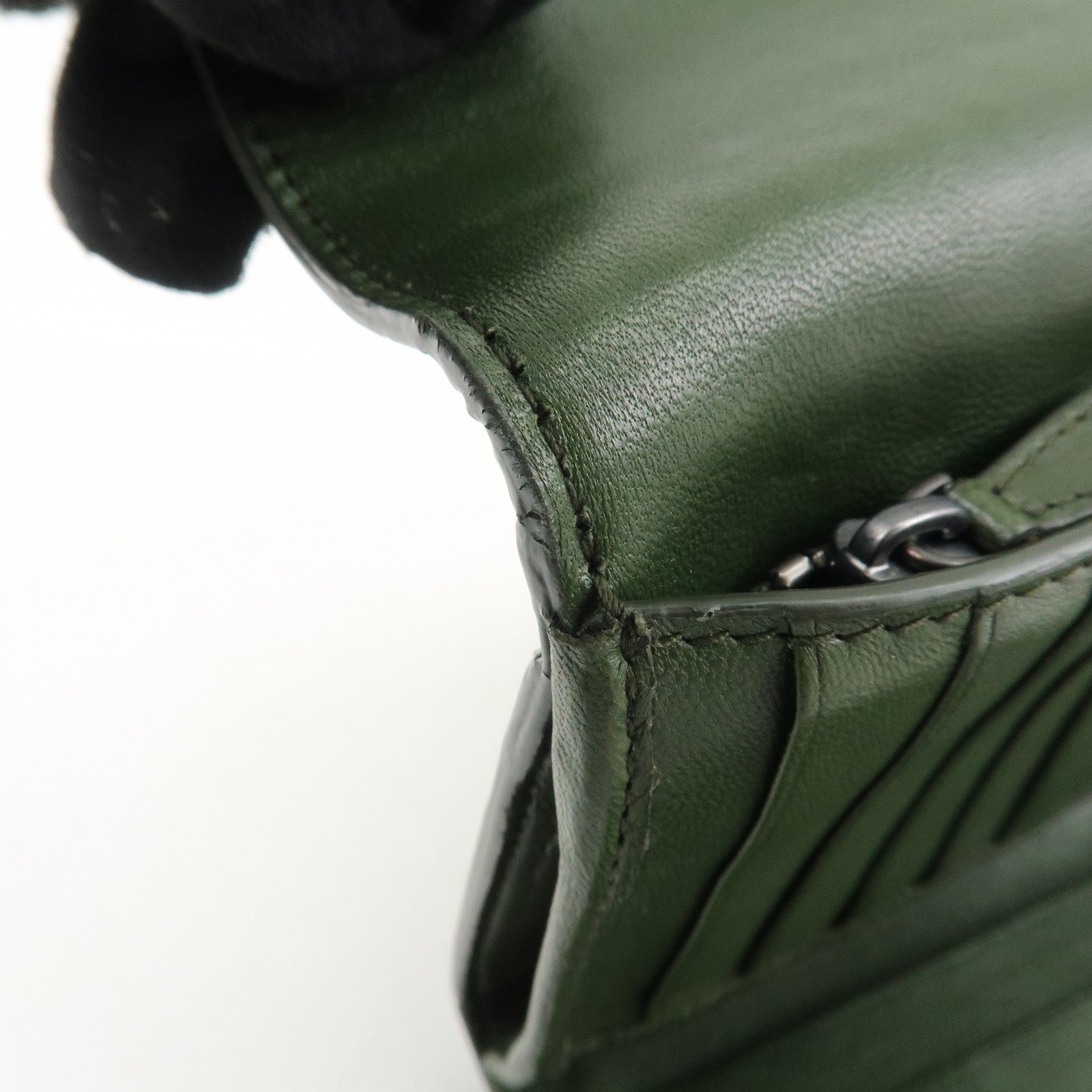 BOTTEGA VENETA Intrecciato Leather Tri-fold Wallet Dark Green Used
