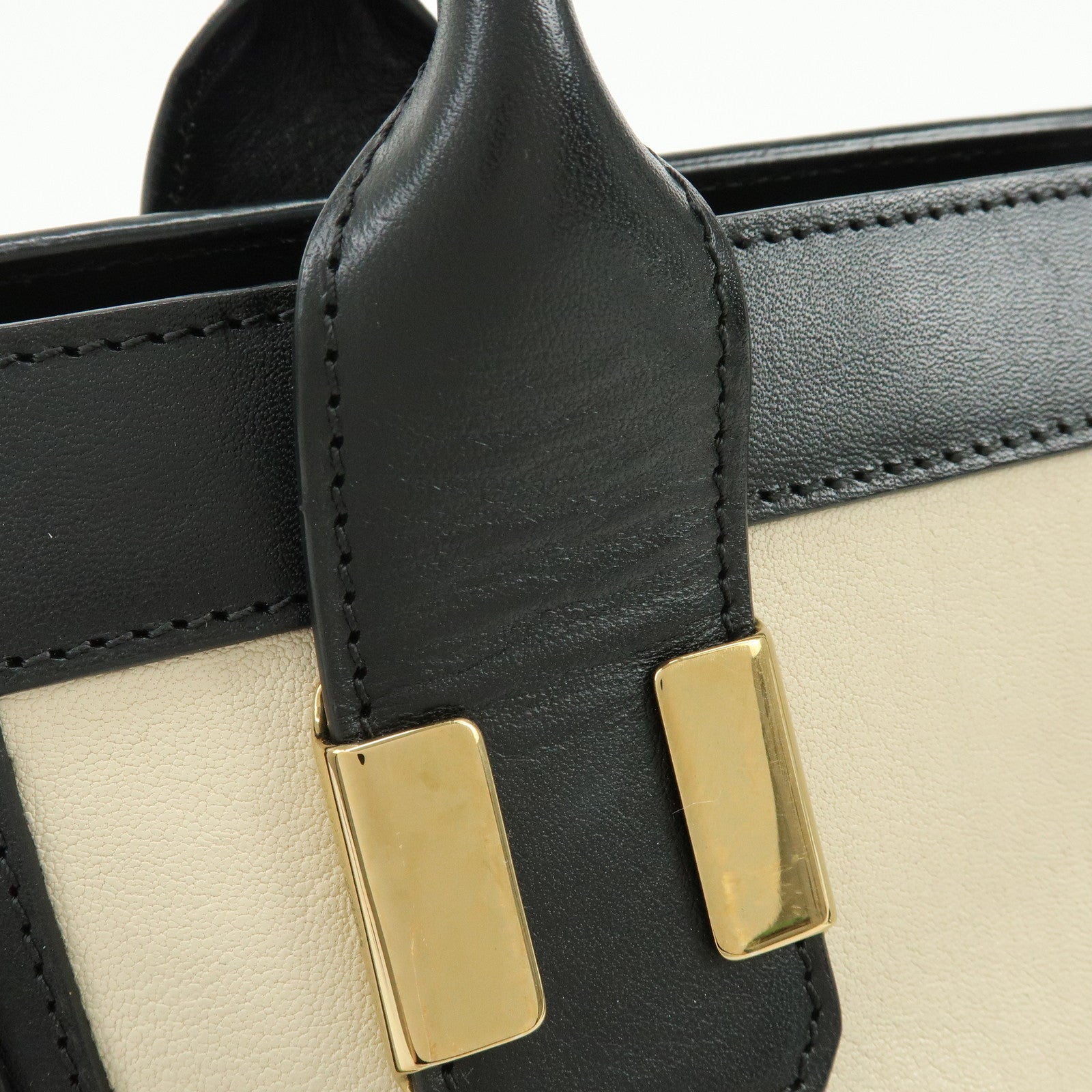 Chloe Alice Leather 2Way Bag Hand Bag Shoulder Bag Ivory Black