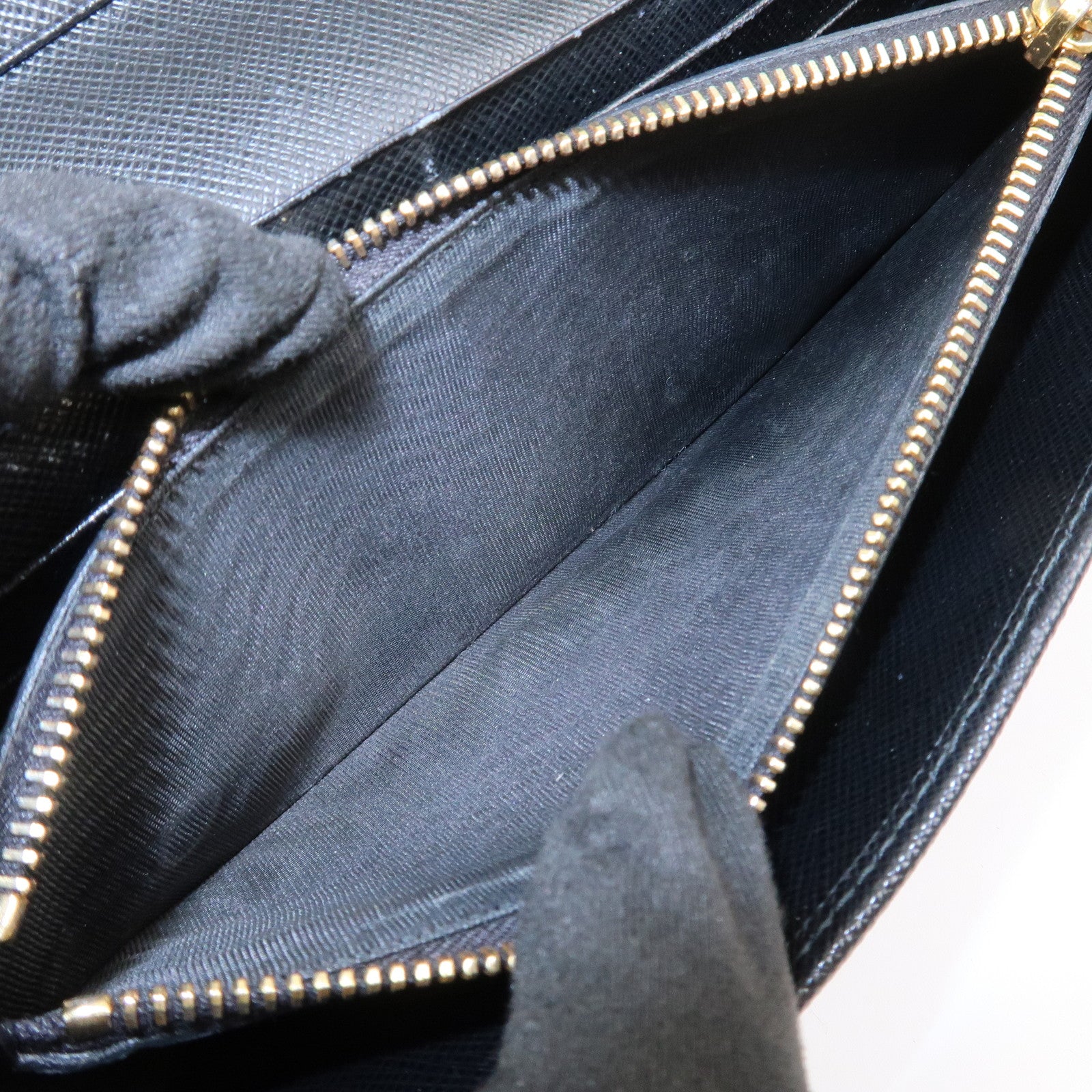 PRADA Logo Saffiano Leather Flap Bi-Fold Long Wallet Black 1MH132