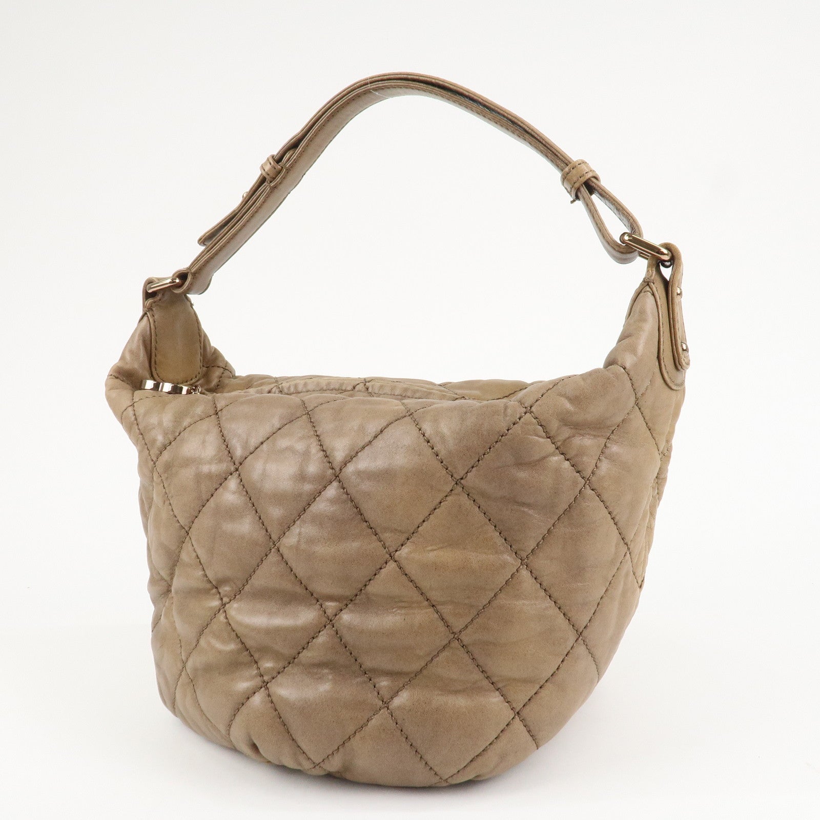 CHANEL Wild Stitch Leather Shoulder Bag Hand Bag Brown Used