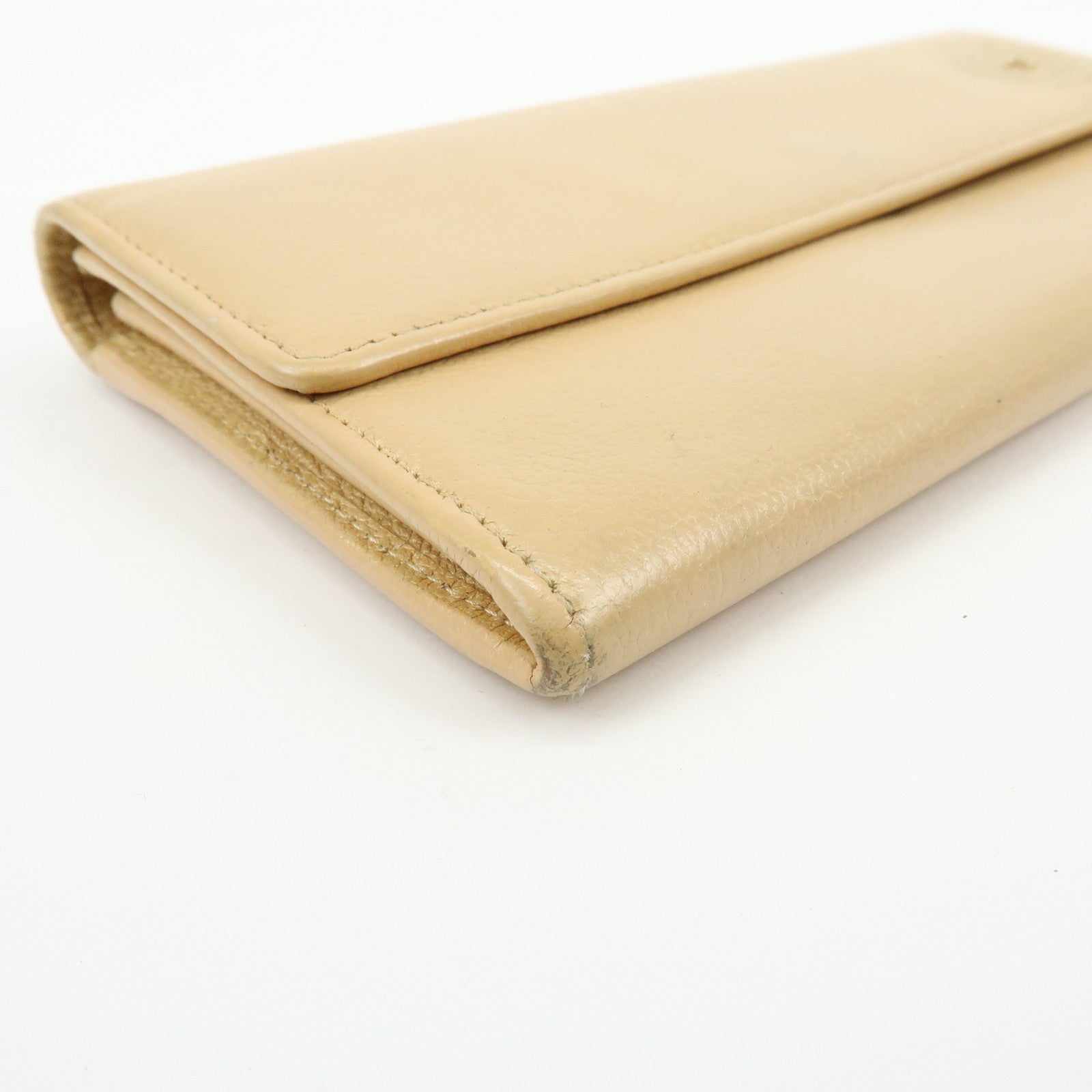 Chanel Camellia Calf Leather Long Flap Wallet Beige