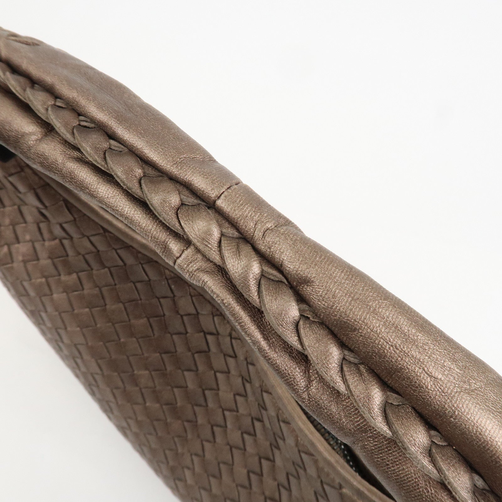 BOTTEGA VENETA Intrecciato Leather Shoulder Bag Metaric Brown