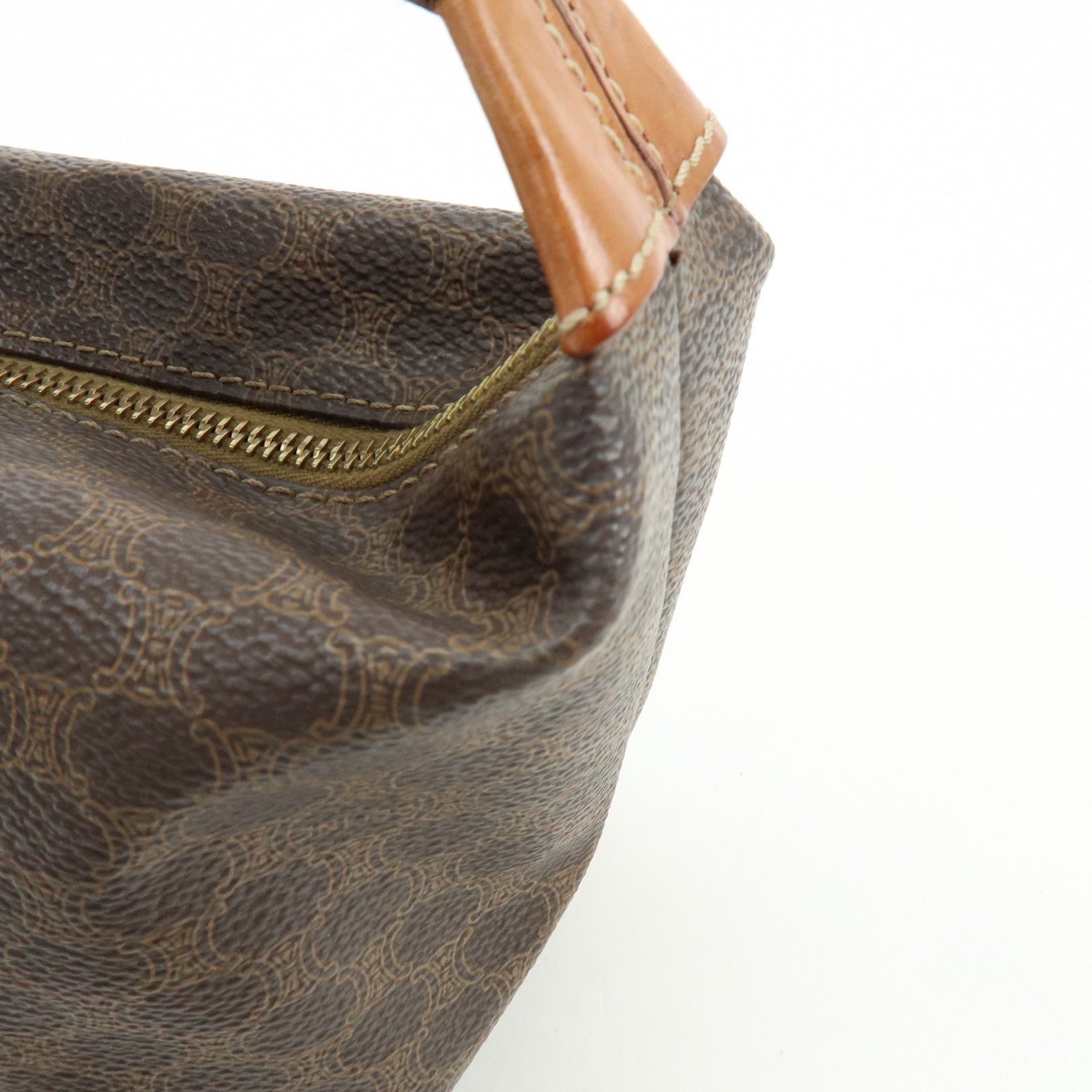 CELINE Macadam PVC Leather Hand Bag Brown