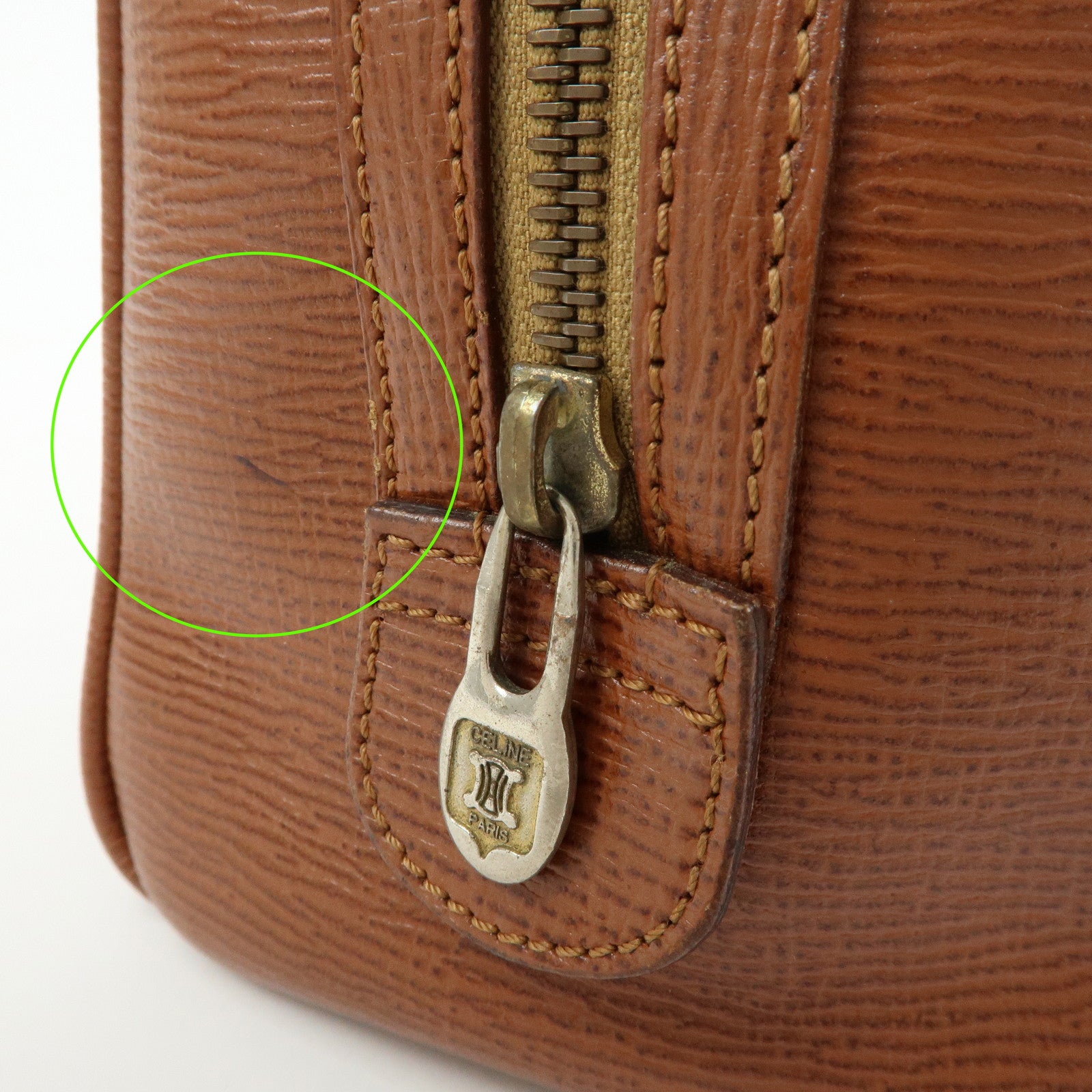 CELINE Triomphe Leather Boston Bag Hand Bag Brown