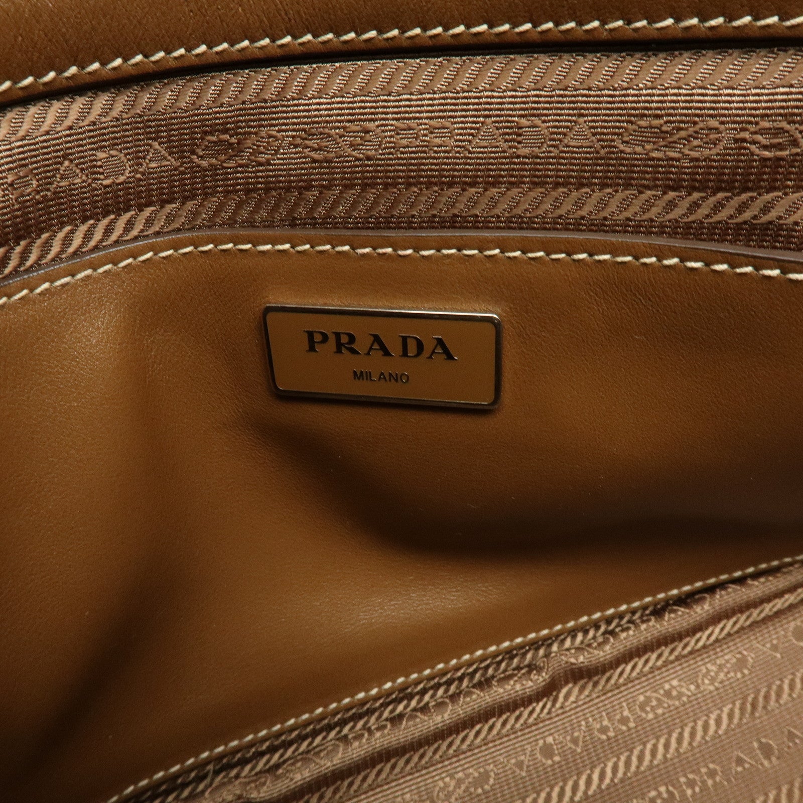 PRADA Canapa Triangle Logo 2Way Bag Shoulder Hand Bag Brown 1BG900