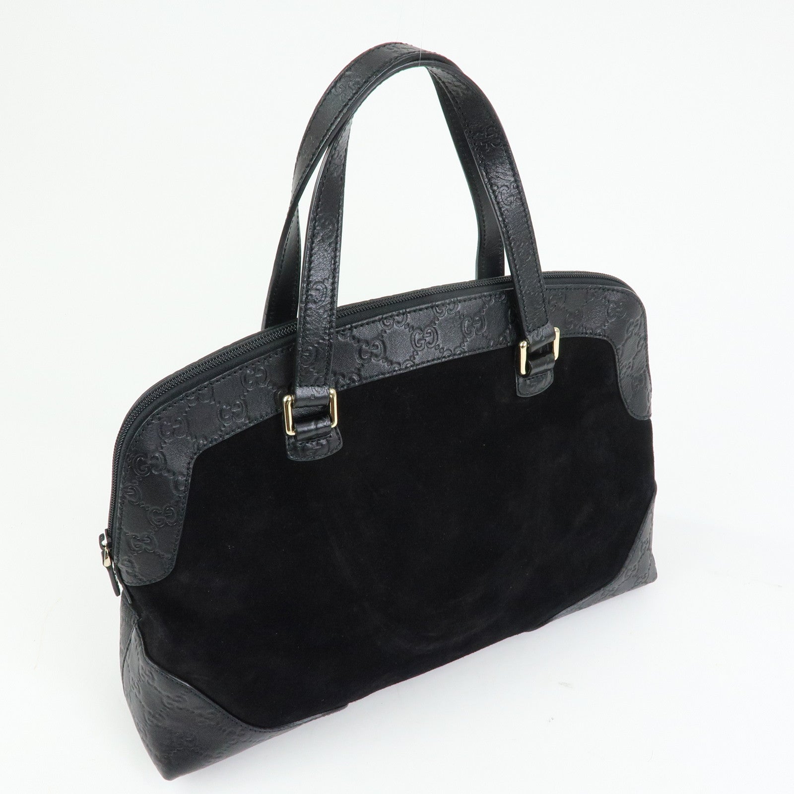 GUCCI Guccissima Leather Suede Hand Bag Shoulder Bag Black 295530