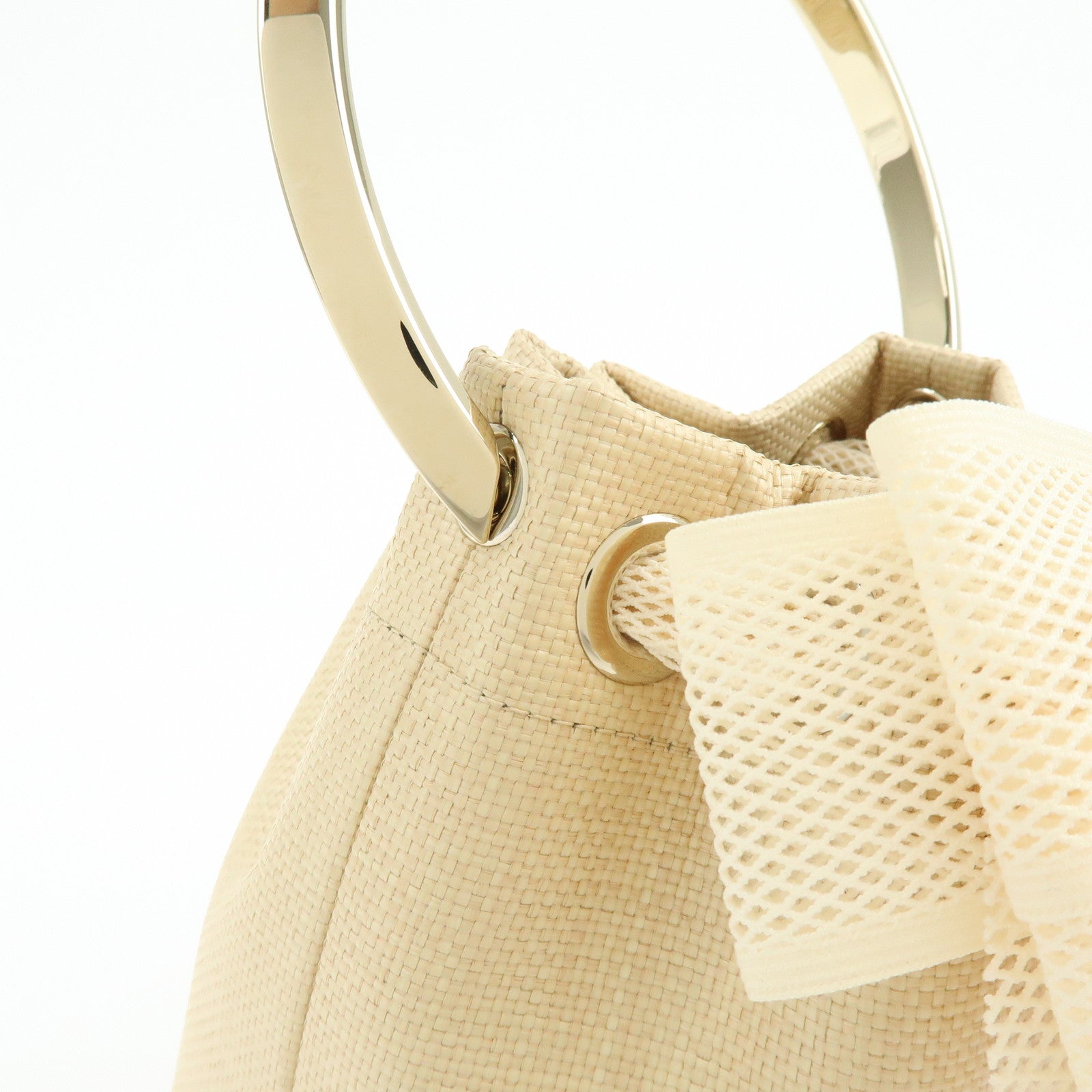 JIMMY CHOO Bon Bon Raffia 2Way Bag Chain Shoulder Bag Natural