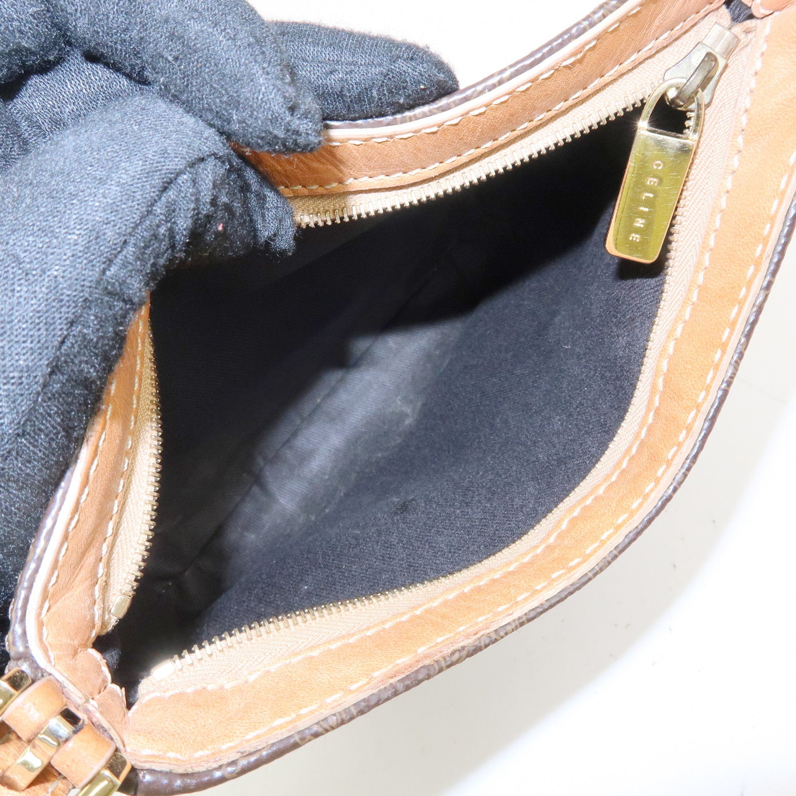 CELINE Macadam PVC Leather Shoulder Bag Hand Bag Brown