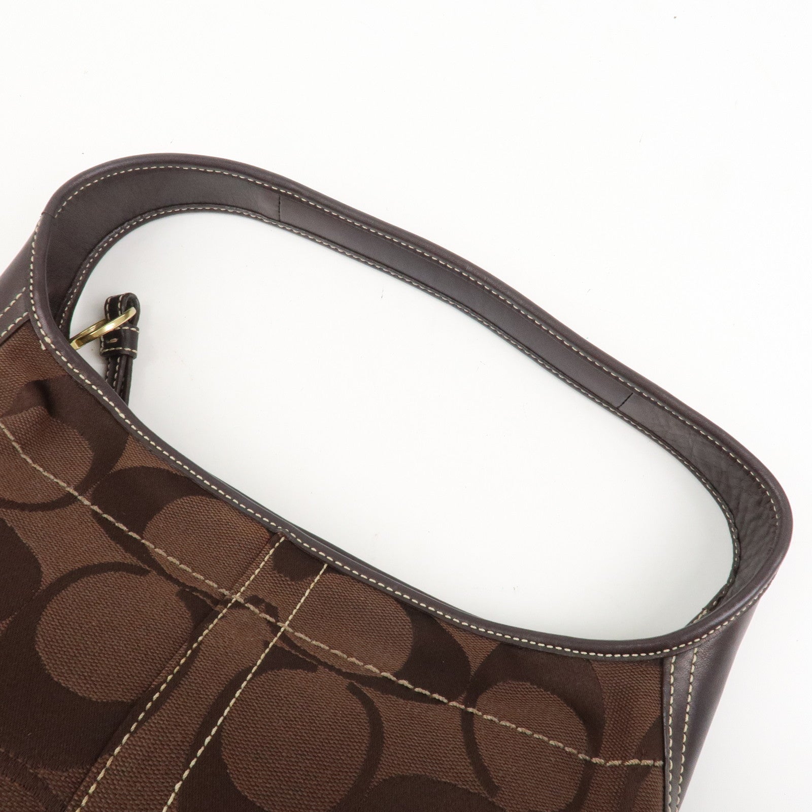 COACH Set Of 2 Canvas Leather Shoulder Bag Hand Bag Brown Beige