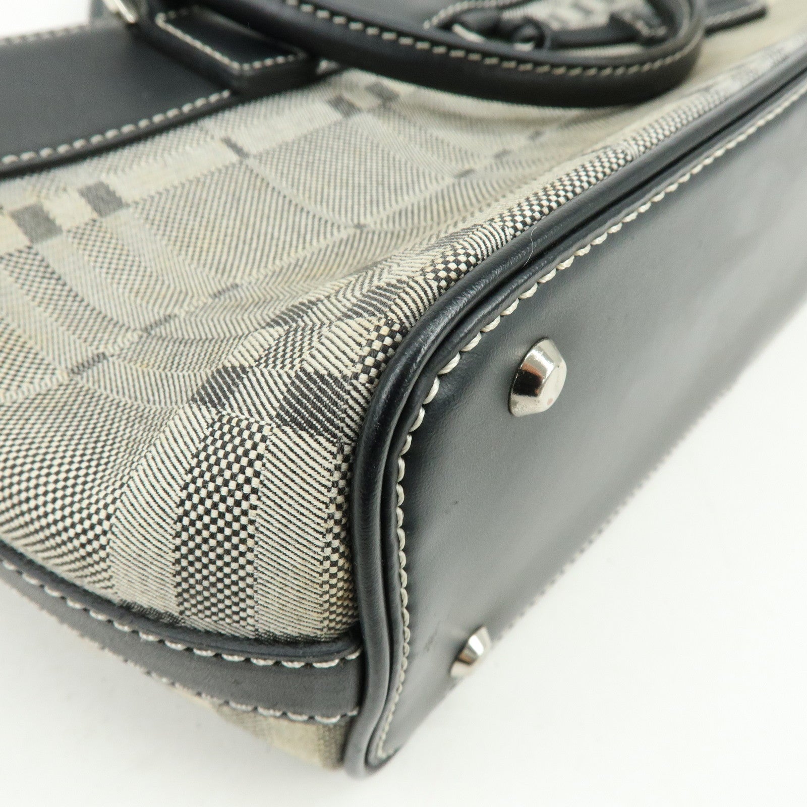 BURBERRY Canvas Leather Hand Bag Tote Bag Black