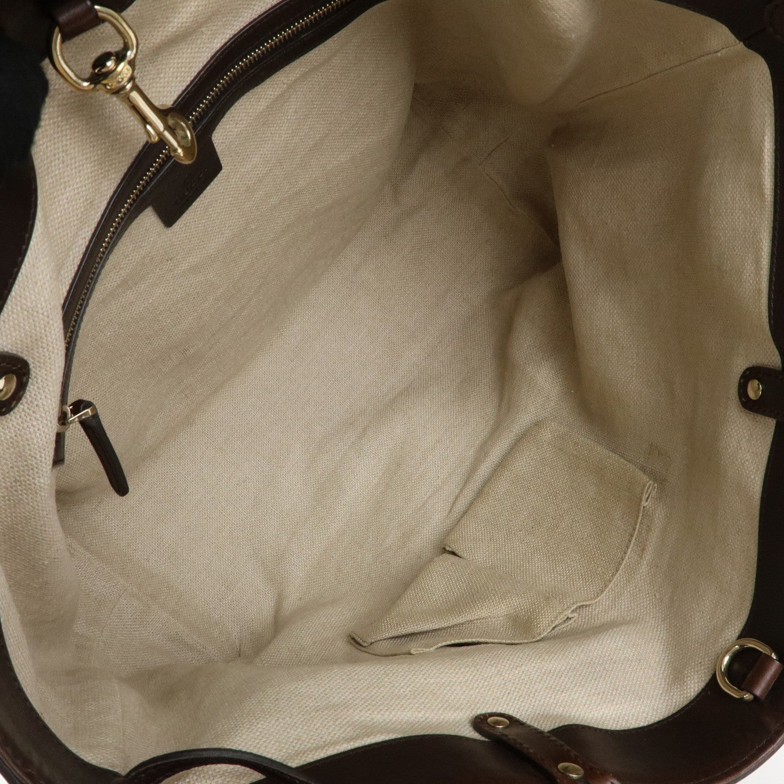 GUCCI Gucci Craft GG Canvas Leather Tote Bag Beige Brown 247209