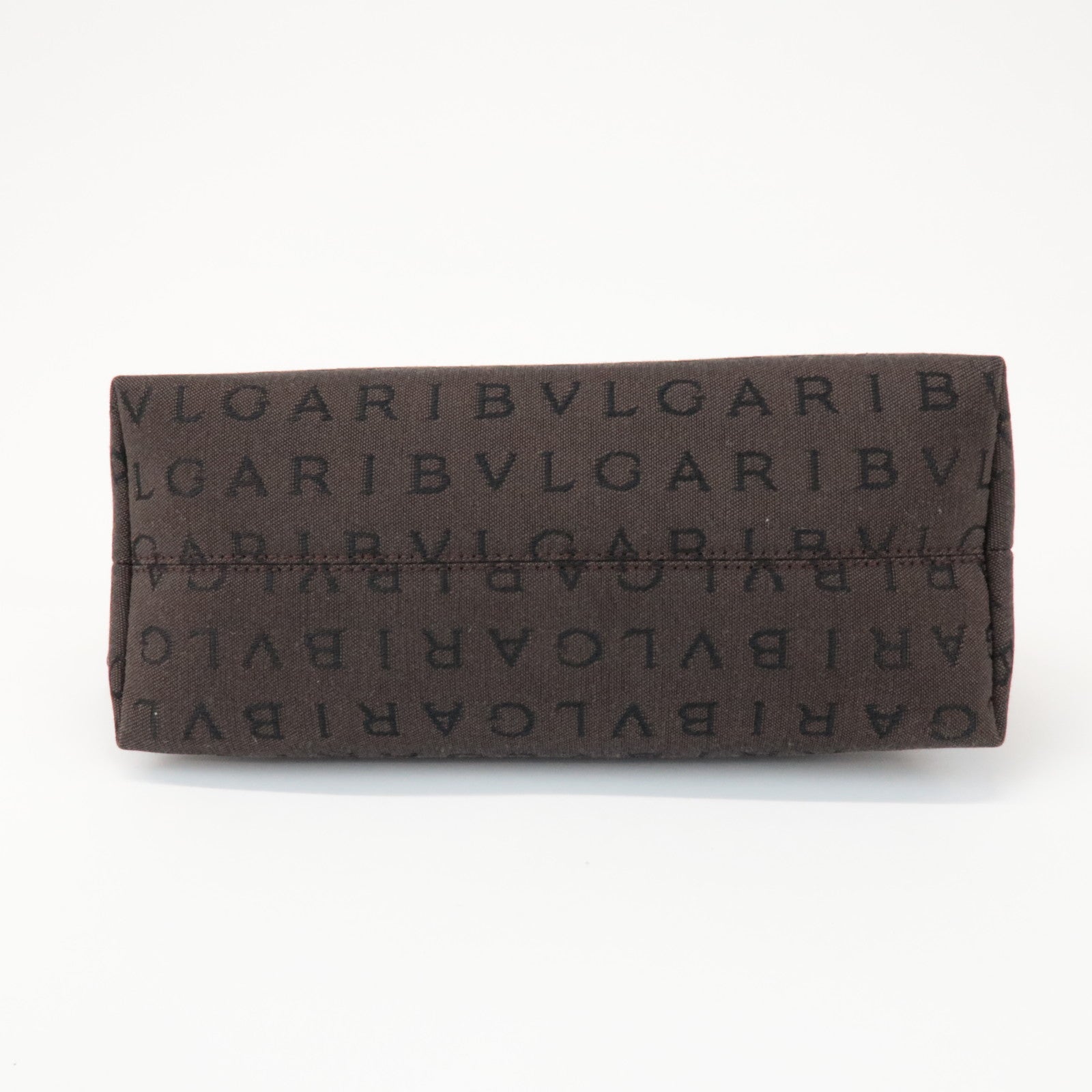 BVLGARI Logomania Canvas Pouch Cosmetic Pouch Dark Brown