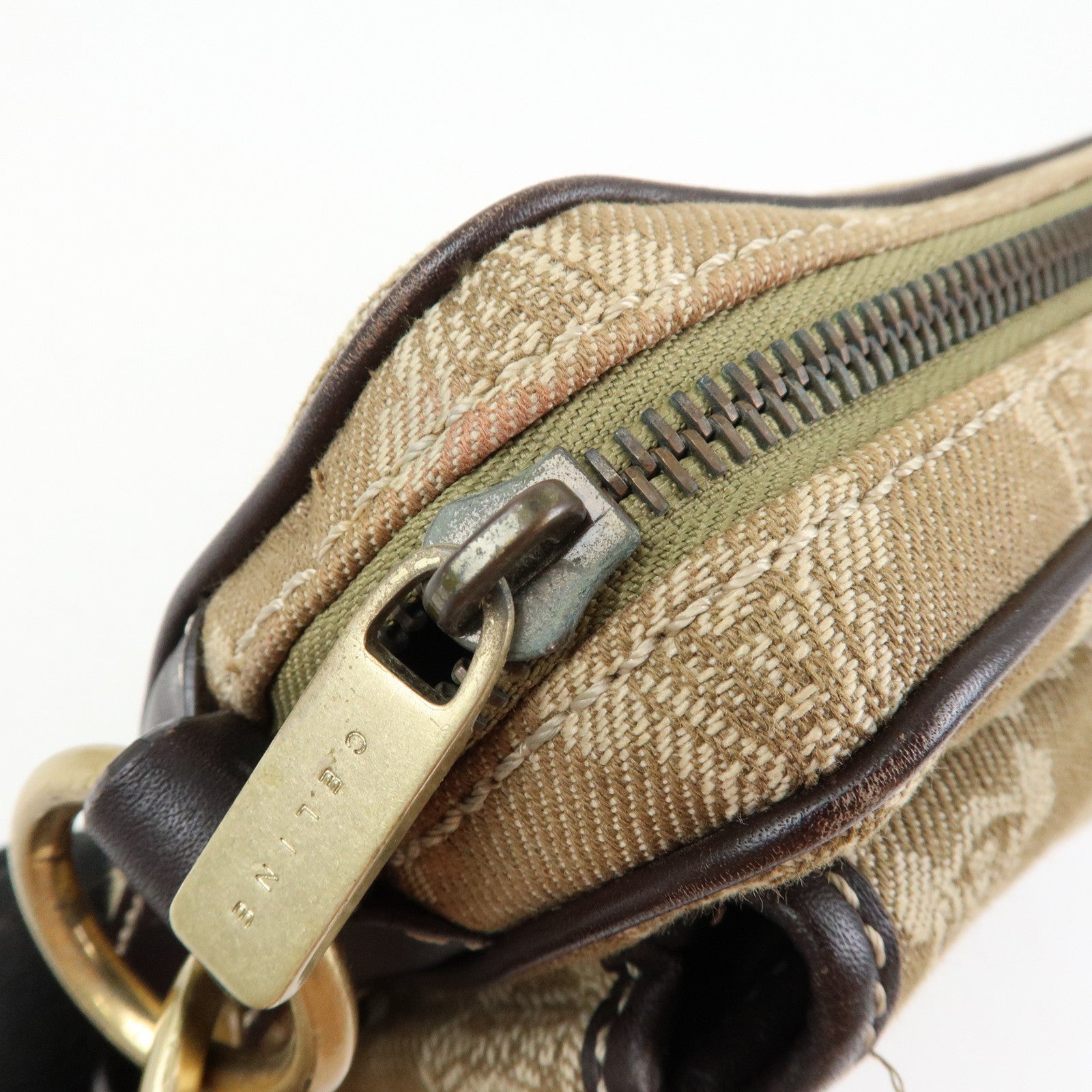 CELINE Macadam Canvas Leather Shoulder Bag Crossbody Bag Brown