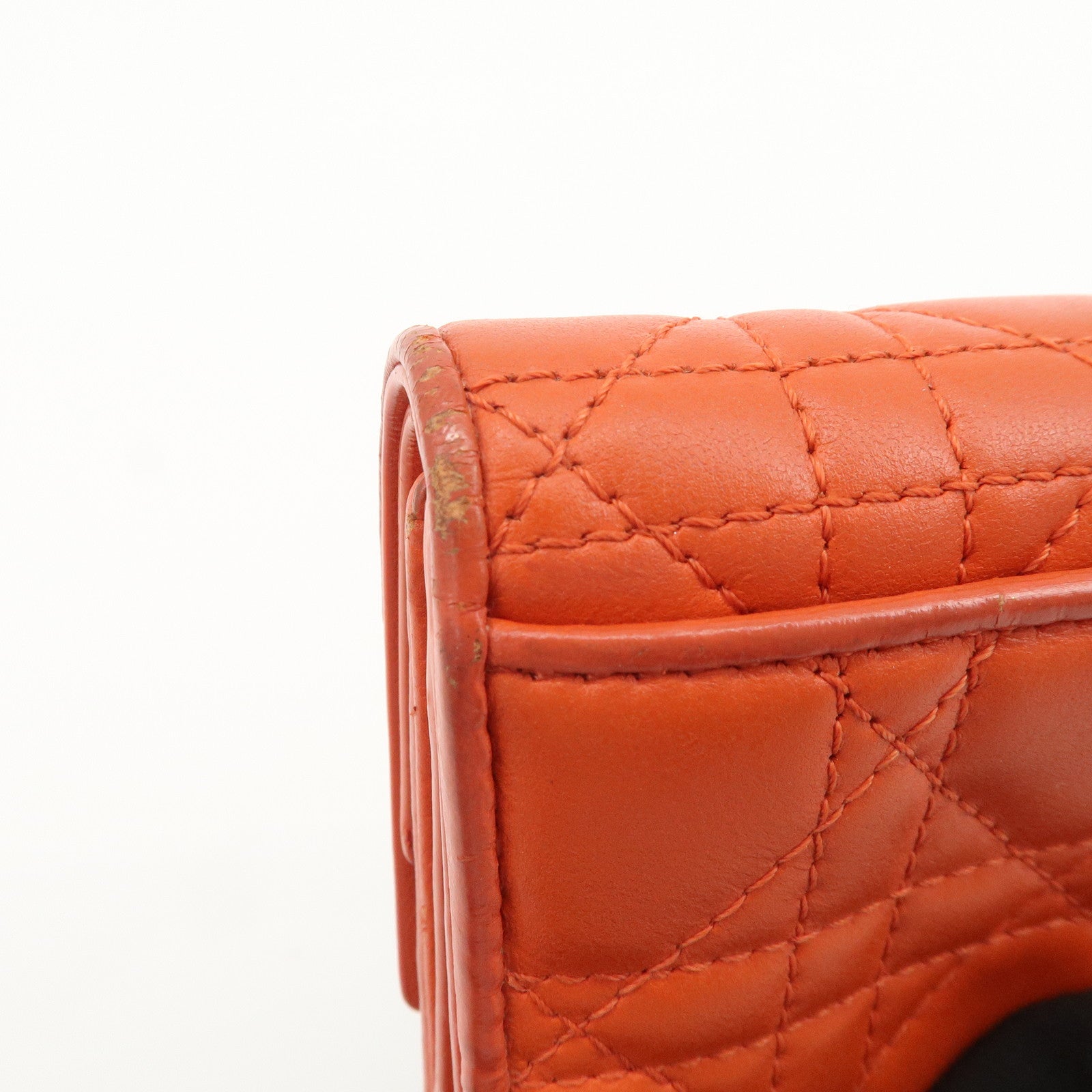 Christian Dior Lady Dior Cannage Leather Tri-fold Compact Wallet