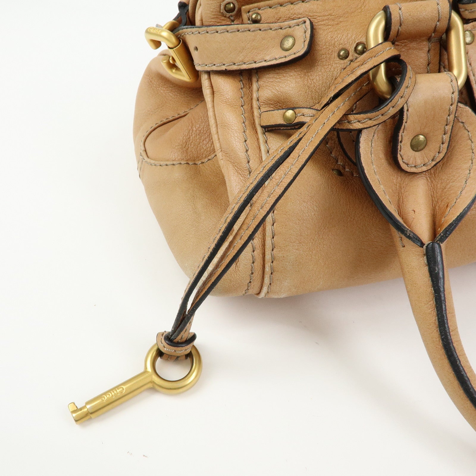 Chloe Paddington Leather Medium Shoulder Bag Boston Bag Light Brown