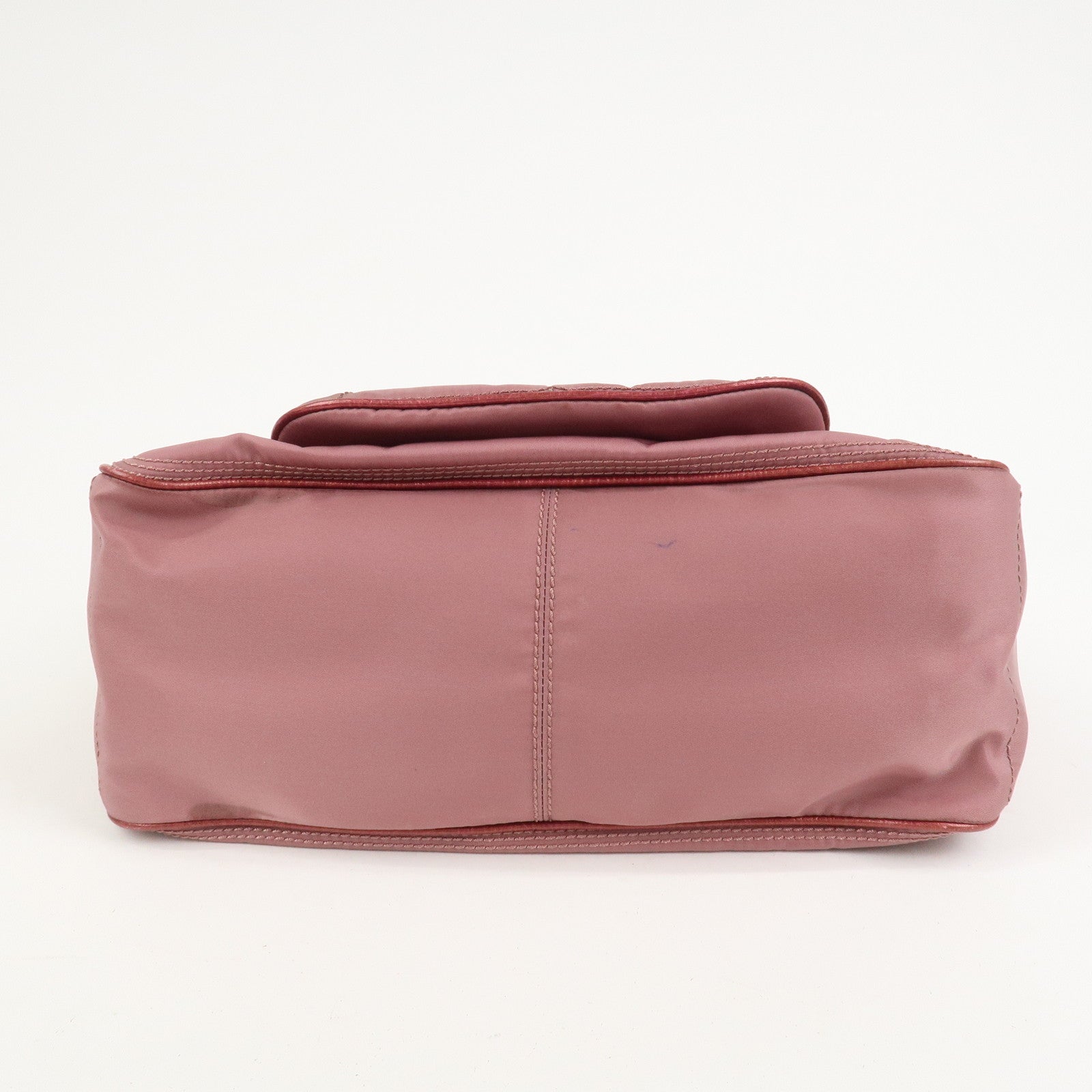 CELINE Logo Nylon Leather Boogie Bag Hand Bag Pink