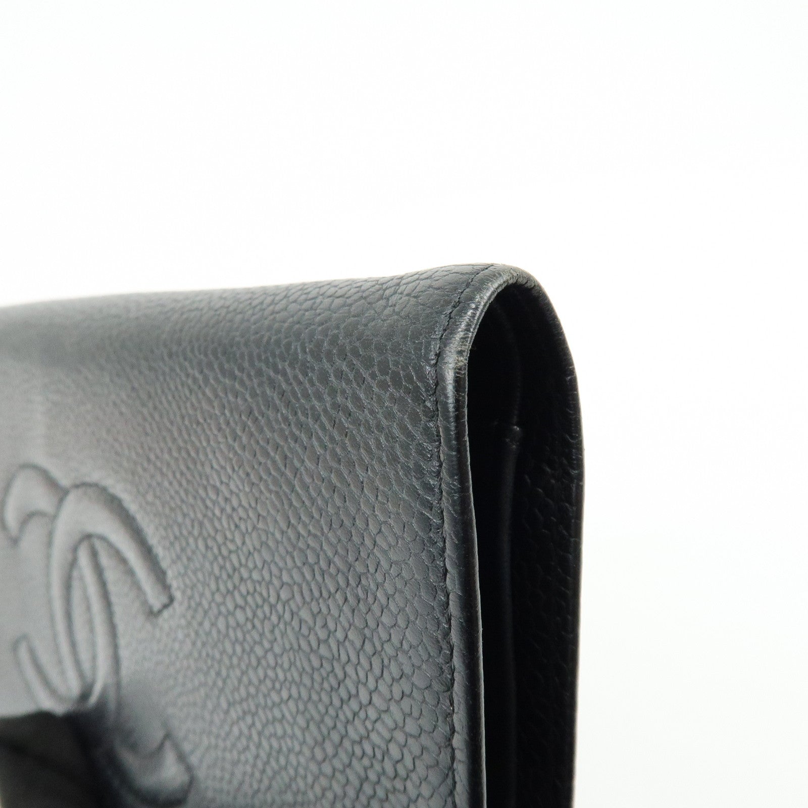 Chanel COCO Mark Caviarskin Long Flap Wallet Black