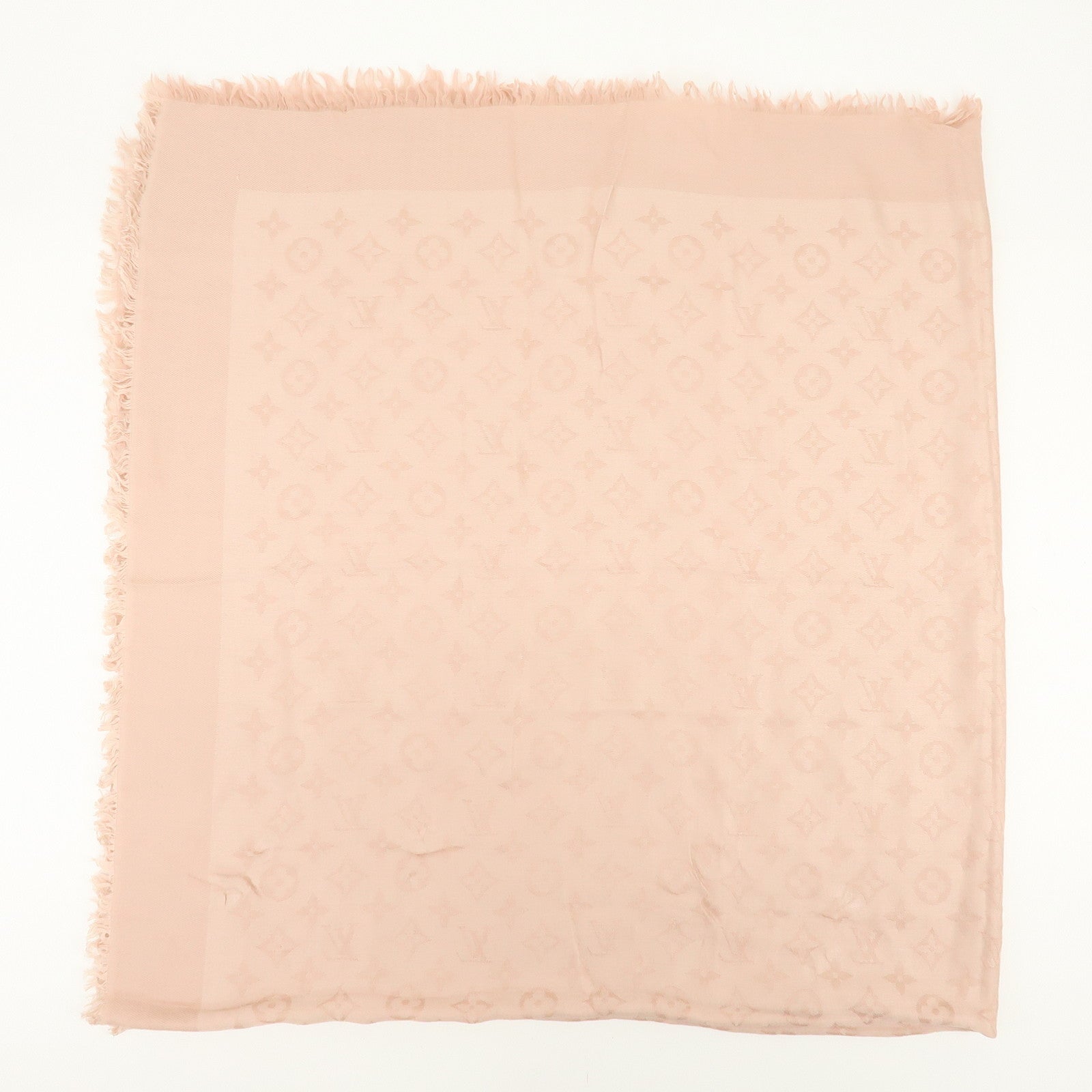 Louis Vuitton Monogram Silk Wook Scarf Shawl Pink 402336