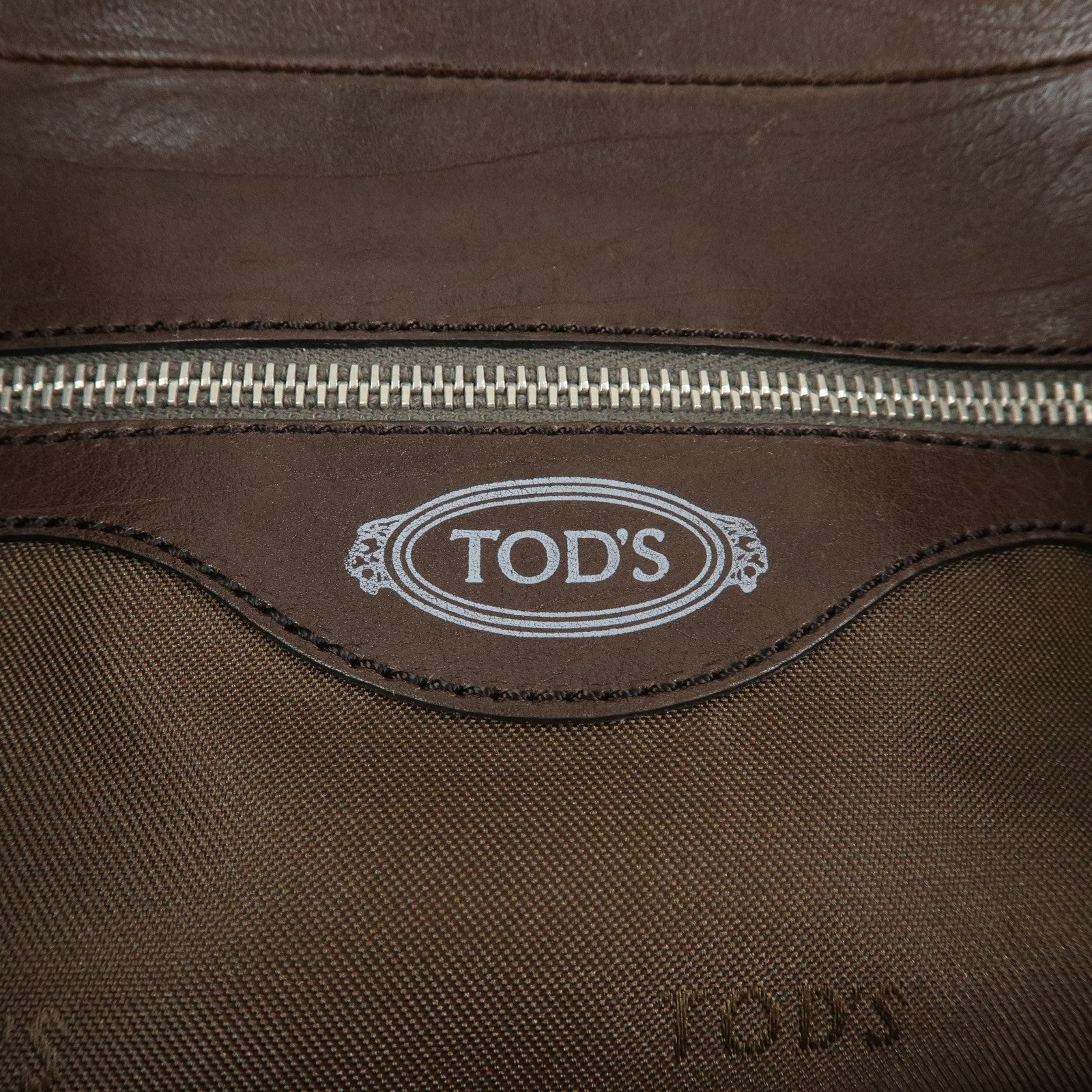 TOD'S Leather Belt Accent Flap Shoulder Bag Crossbody Bag Brown