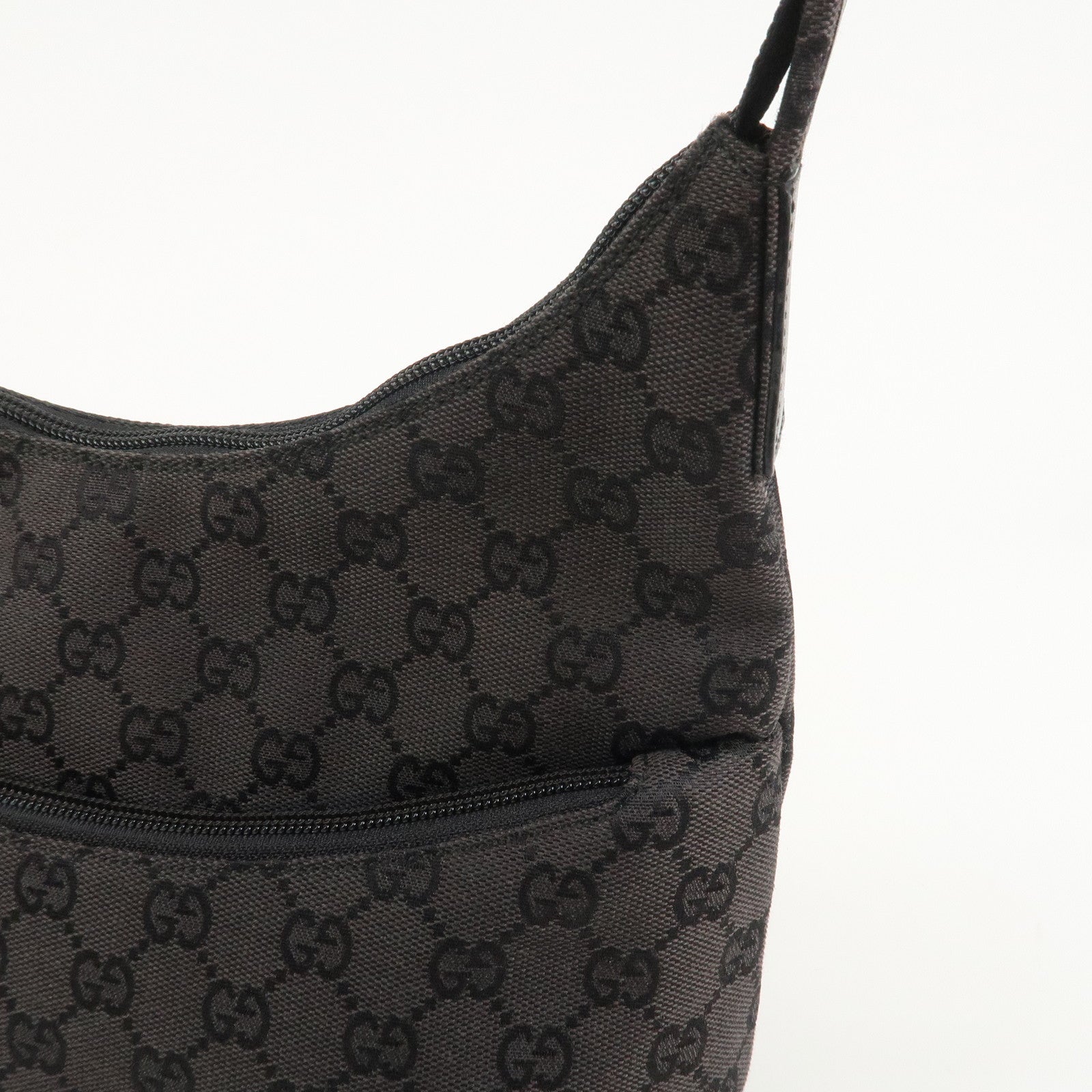 GUCCI GG Canvas Leather Shoulder Bag Hand Bag Brown 001・3386