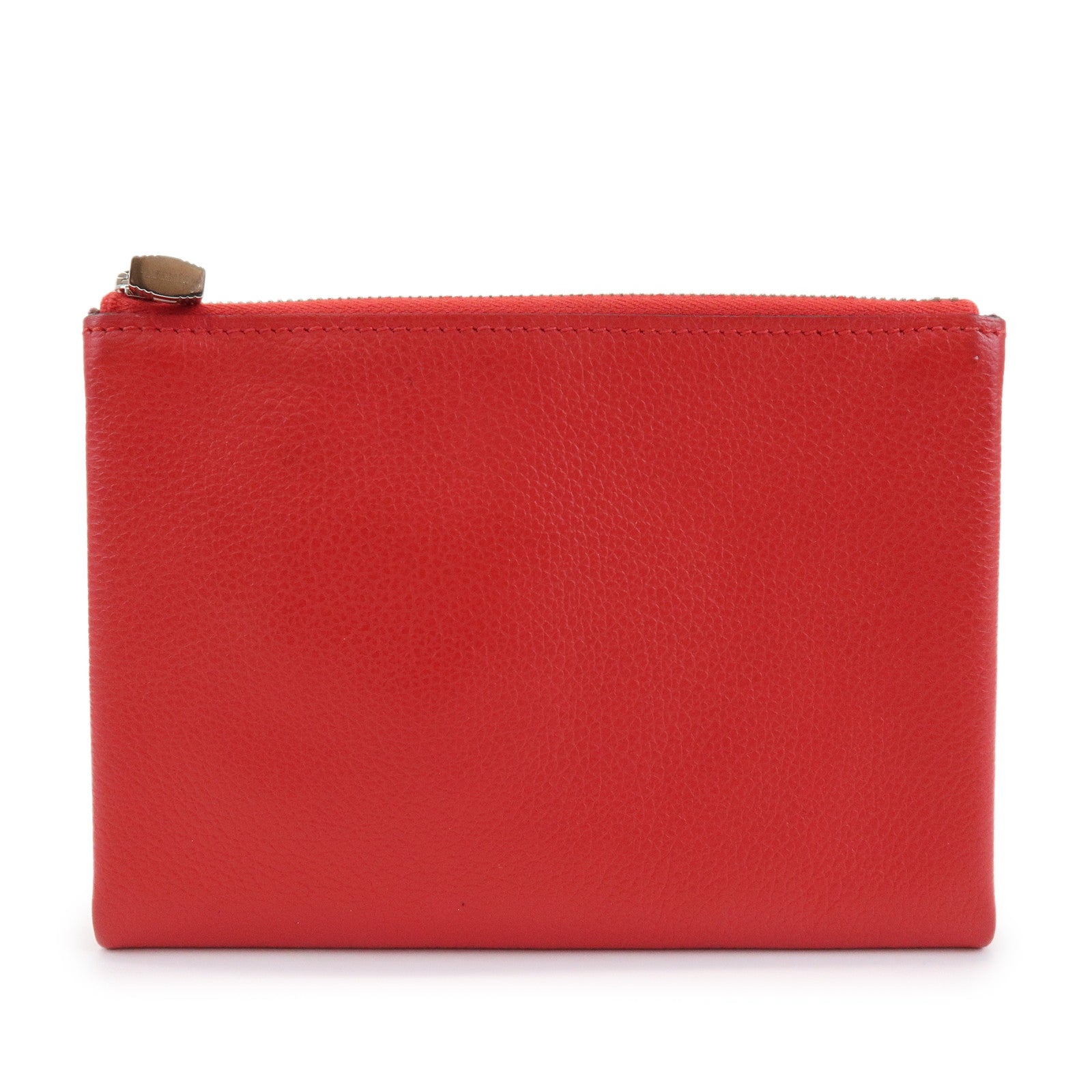 HERMES Logo Leather Atout PM Pouch Cosmetic Pouch Red