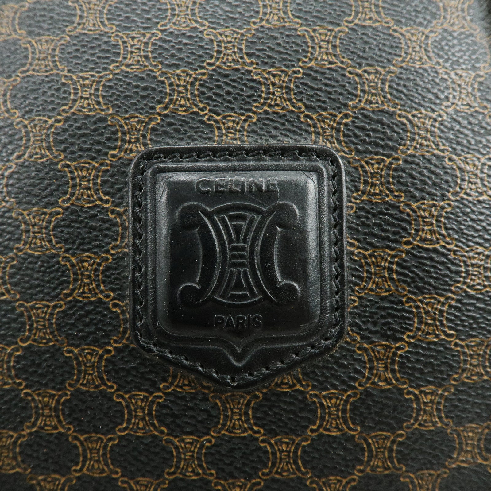 CELINE Macadam PVC Leather Boston Bag Tote Bag Black Brown