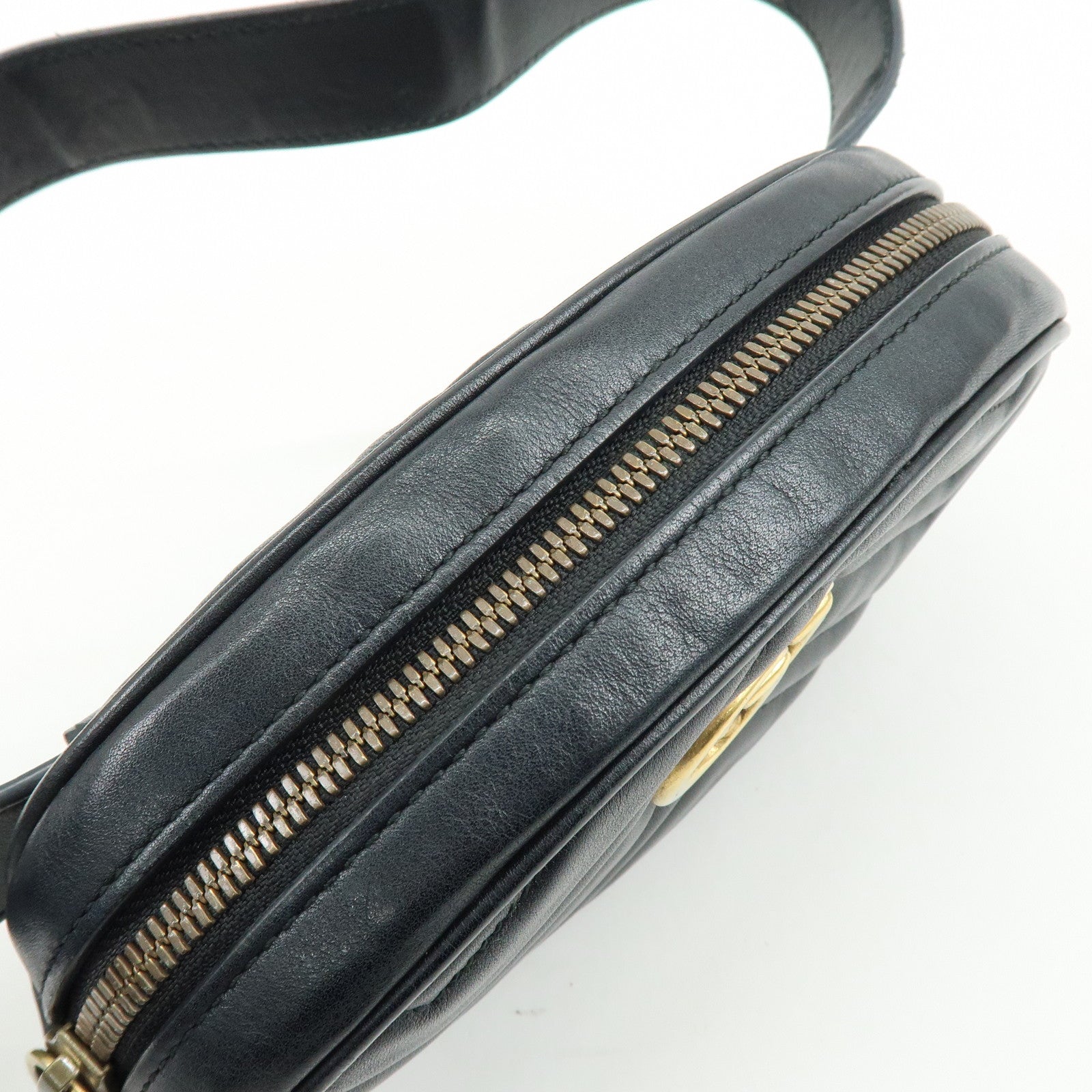 GUCCI GG Marmont Leather Waist Pouch Body Bag Black