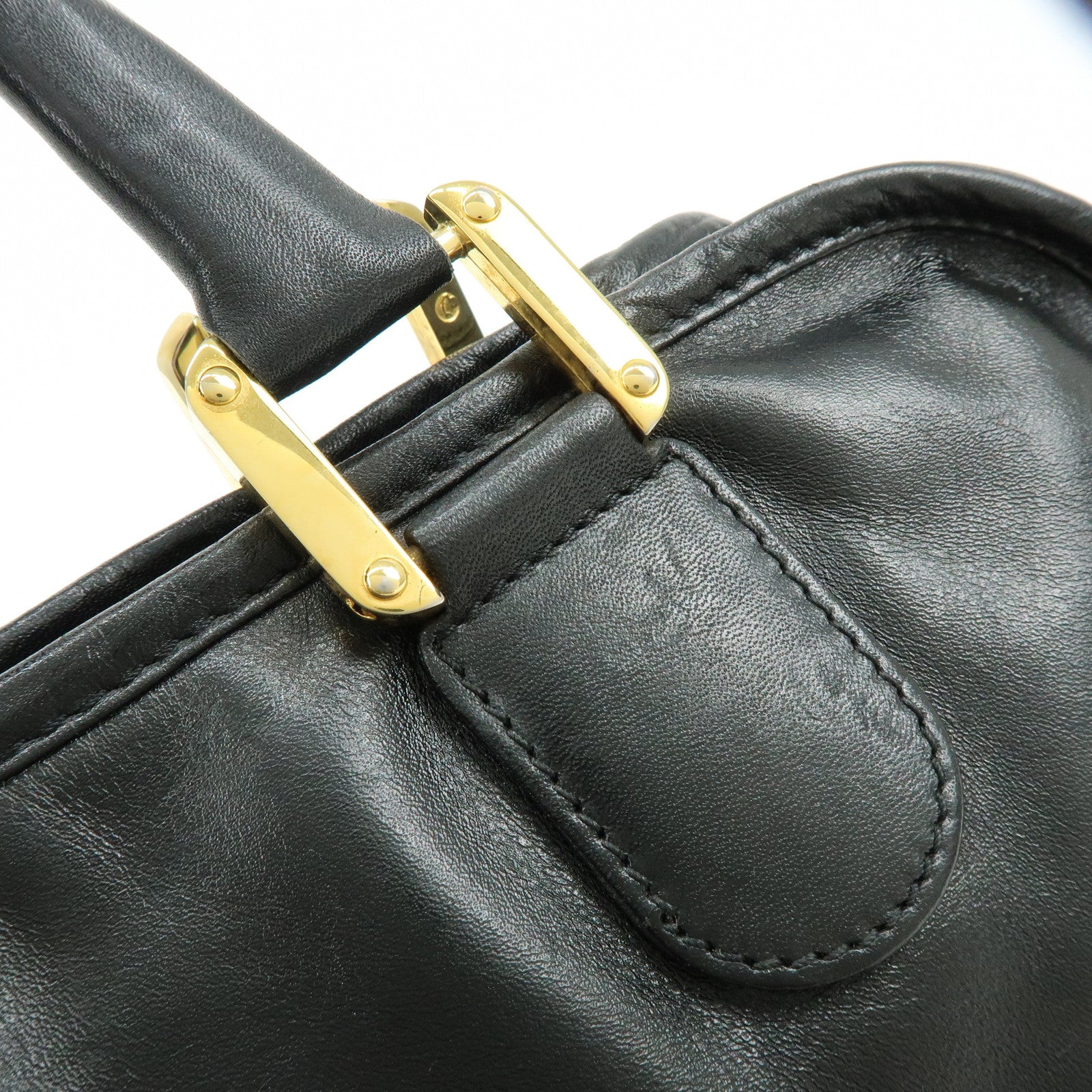 LOEWE Anagram Amazona36 Leather Hand Bag Boston Bag Black