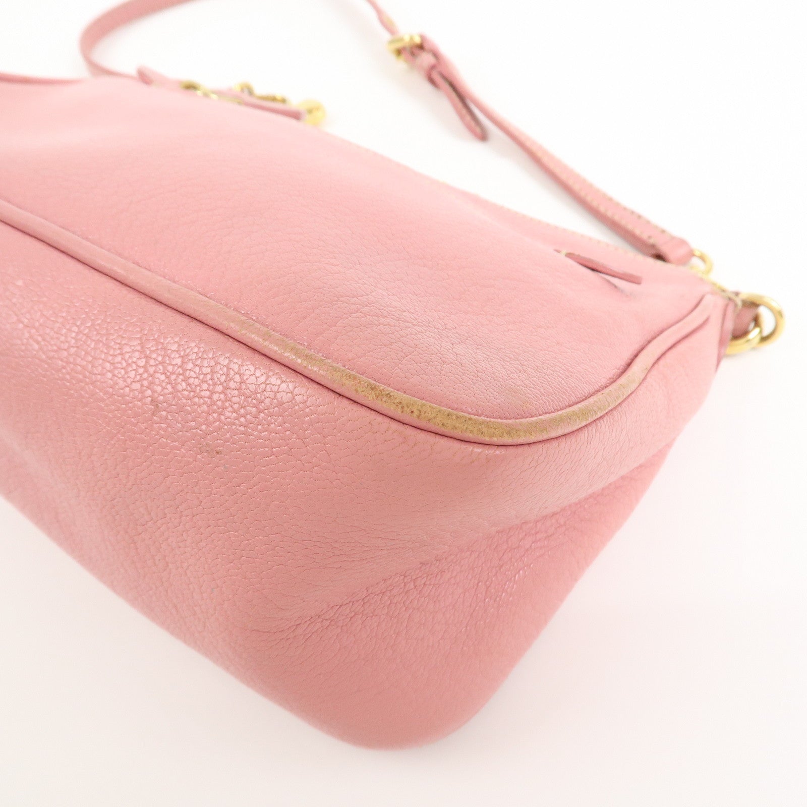 MIU MIU Logo Leather 2Way Bag Hand Bag Shoulder Bag Pink