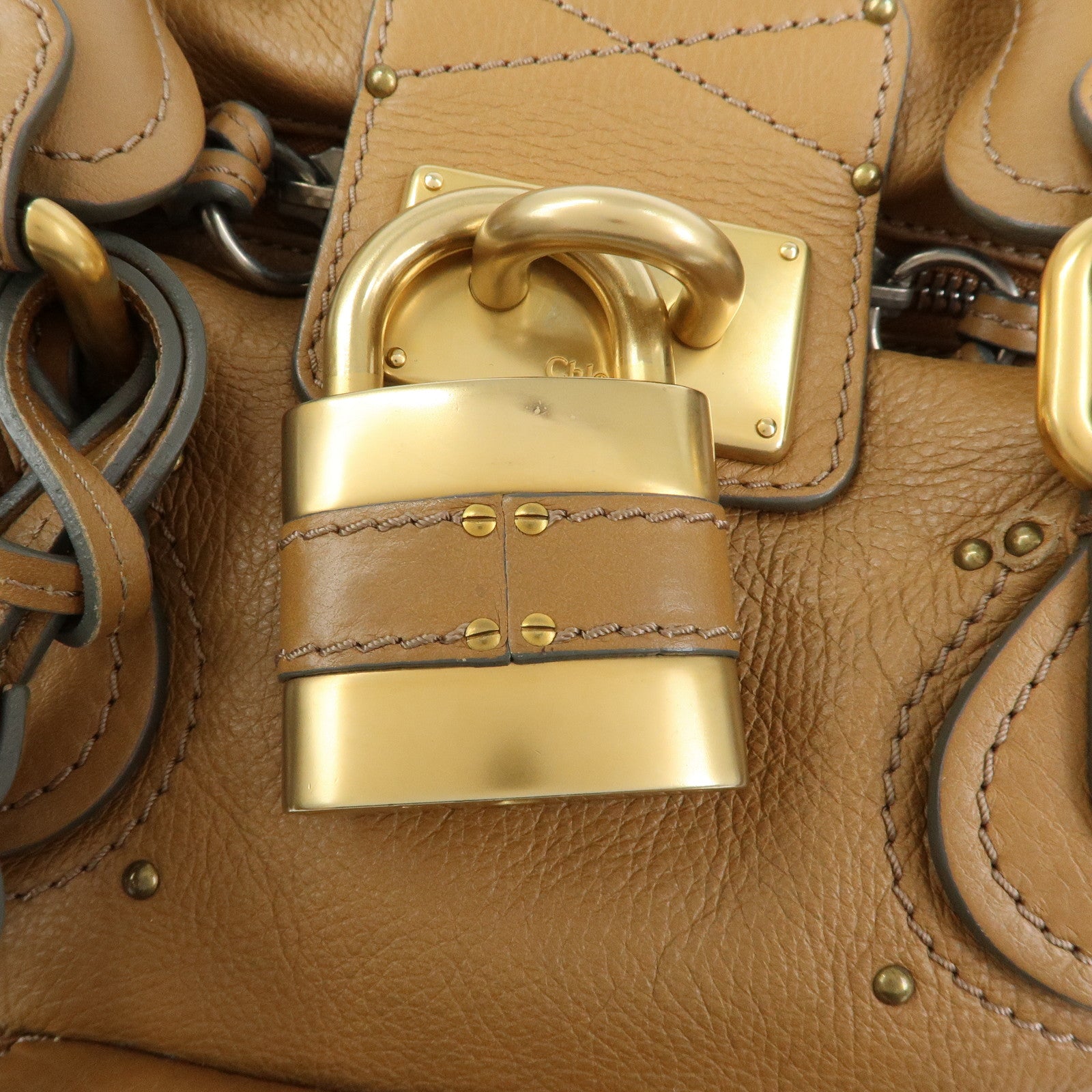 Chloe Paddington Leather Shoulder Bag Boston Bag Brown