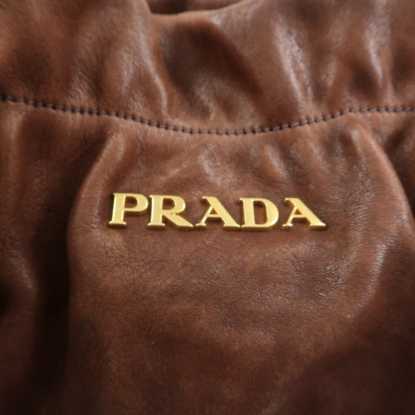 PRADA Logo Leather 2Way Bag Hand Bag Shoulder Bag Brown BN1773
