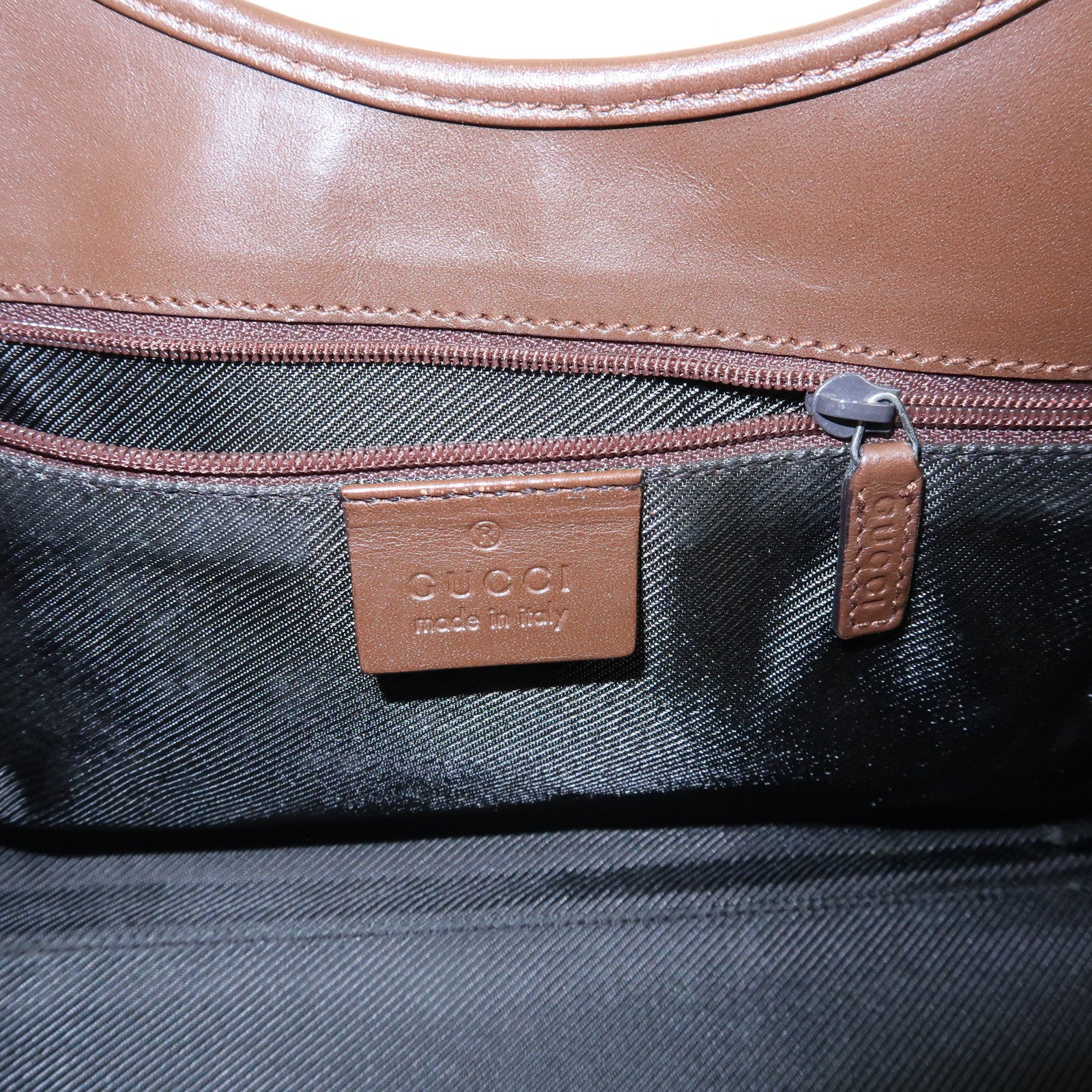 GUCCI Jackie GG Canvas Leather Shoulder Bag Beige Brown 01719