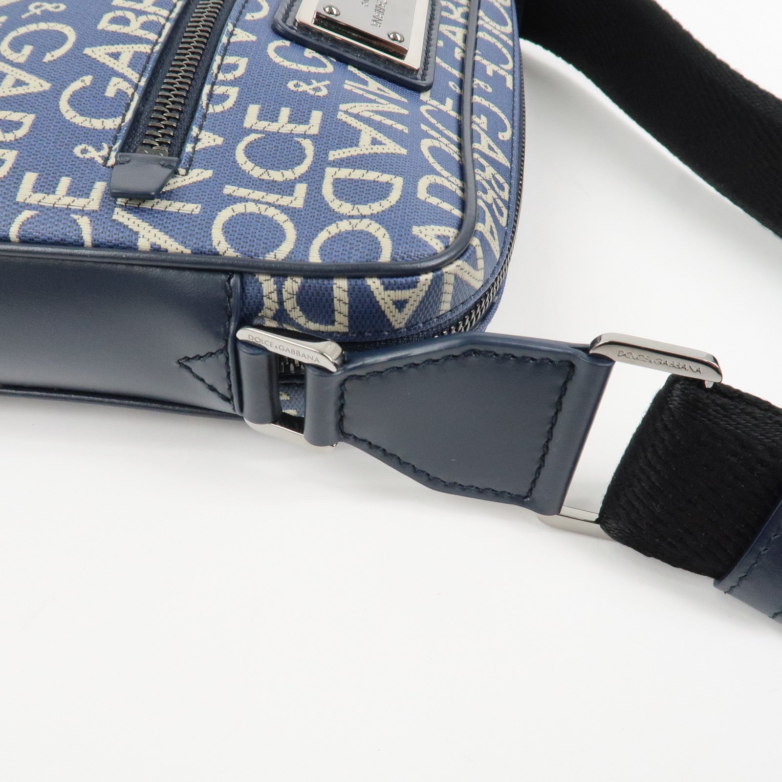 Dolce&Gabbana Canvas PVC Leather Shoulder Bag Navy