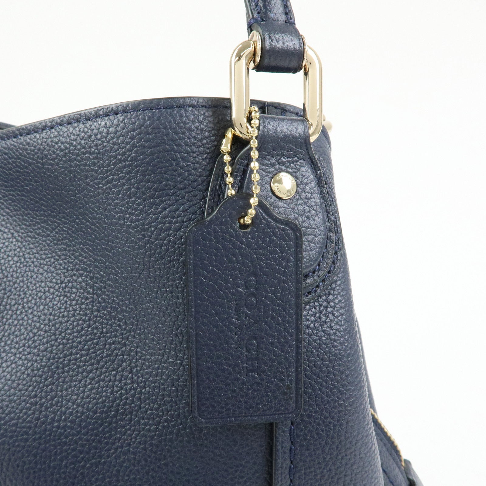 COACH Edie Leather Tote Bag Shoulder Bag Hand Bag Navy