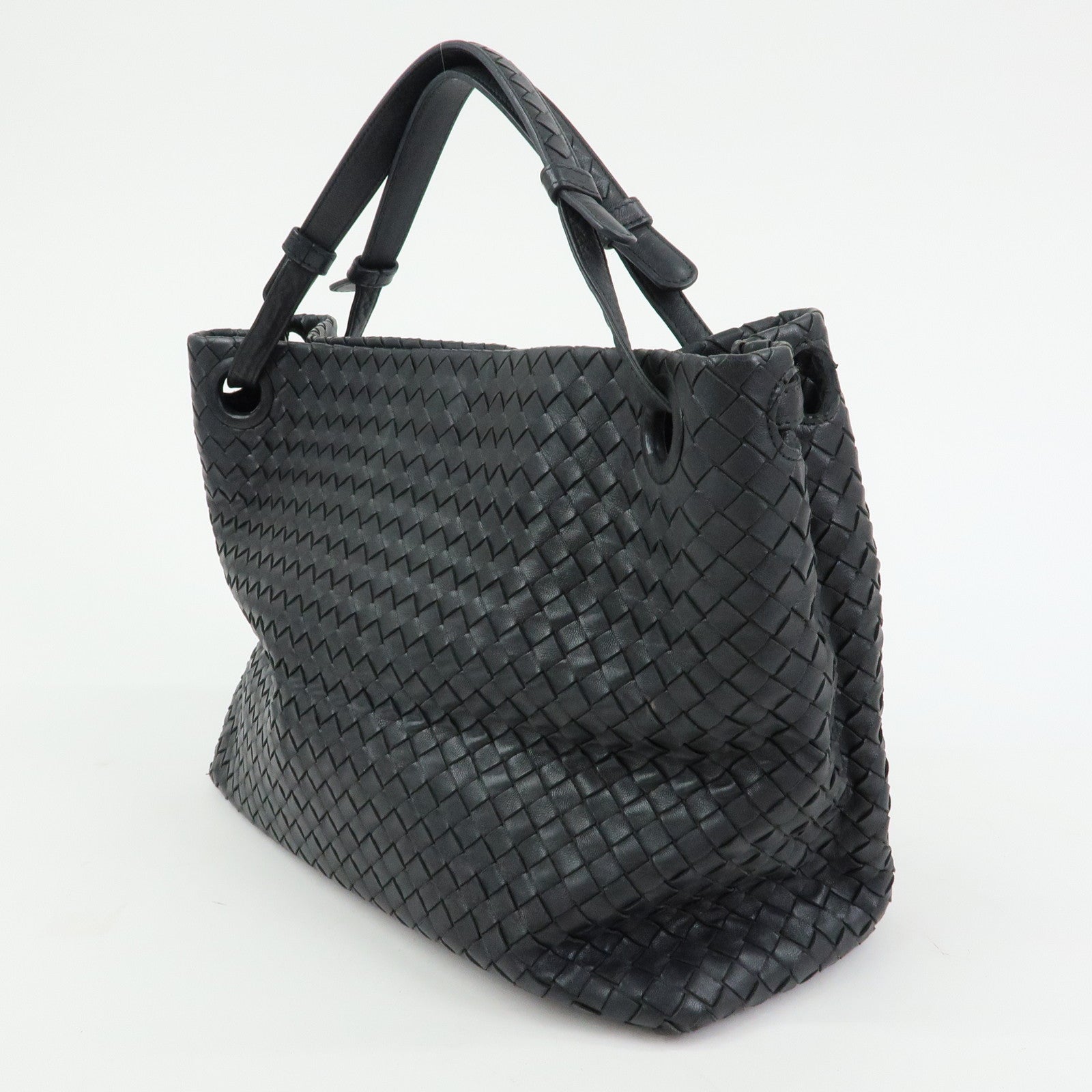 BOTTEGA VENETA Intrecciato Leather Garda Hand Bag Black 179320